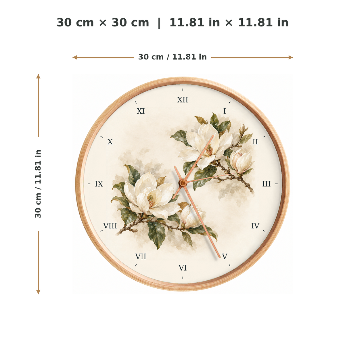 IMAGE_05_Measurements_-_Magnolia_Floral_Wall_Clock_30cm_Wooden_Frame_-_WC-F010_-_649310203581.png