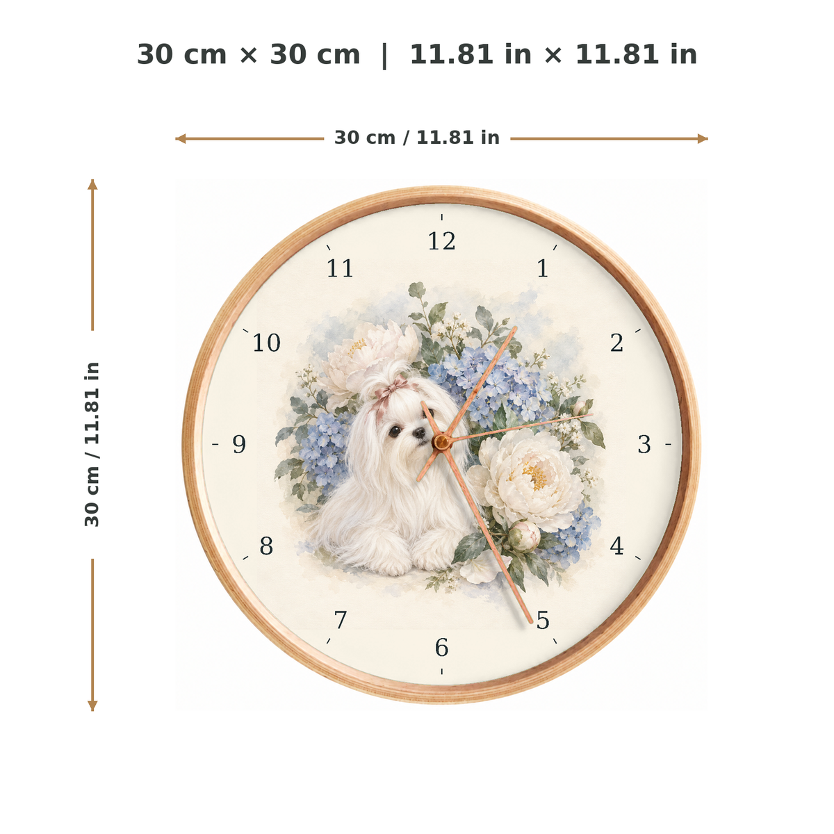 IMAGE_05_Measurements_-_Maltese_Flower_Garden_Wall_Clock_30cm_Wooden_Frame_-_WC-D050_-_649310203987.png
