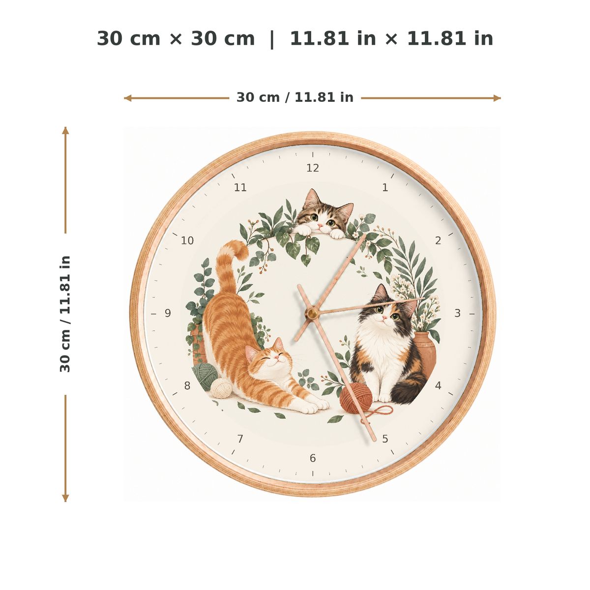 IMAGE_05_Measurements_-_Playful_Cats_Wall_Clock_30cm_Wooden_Frame_-_WC-A009_-_649310203574.png
