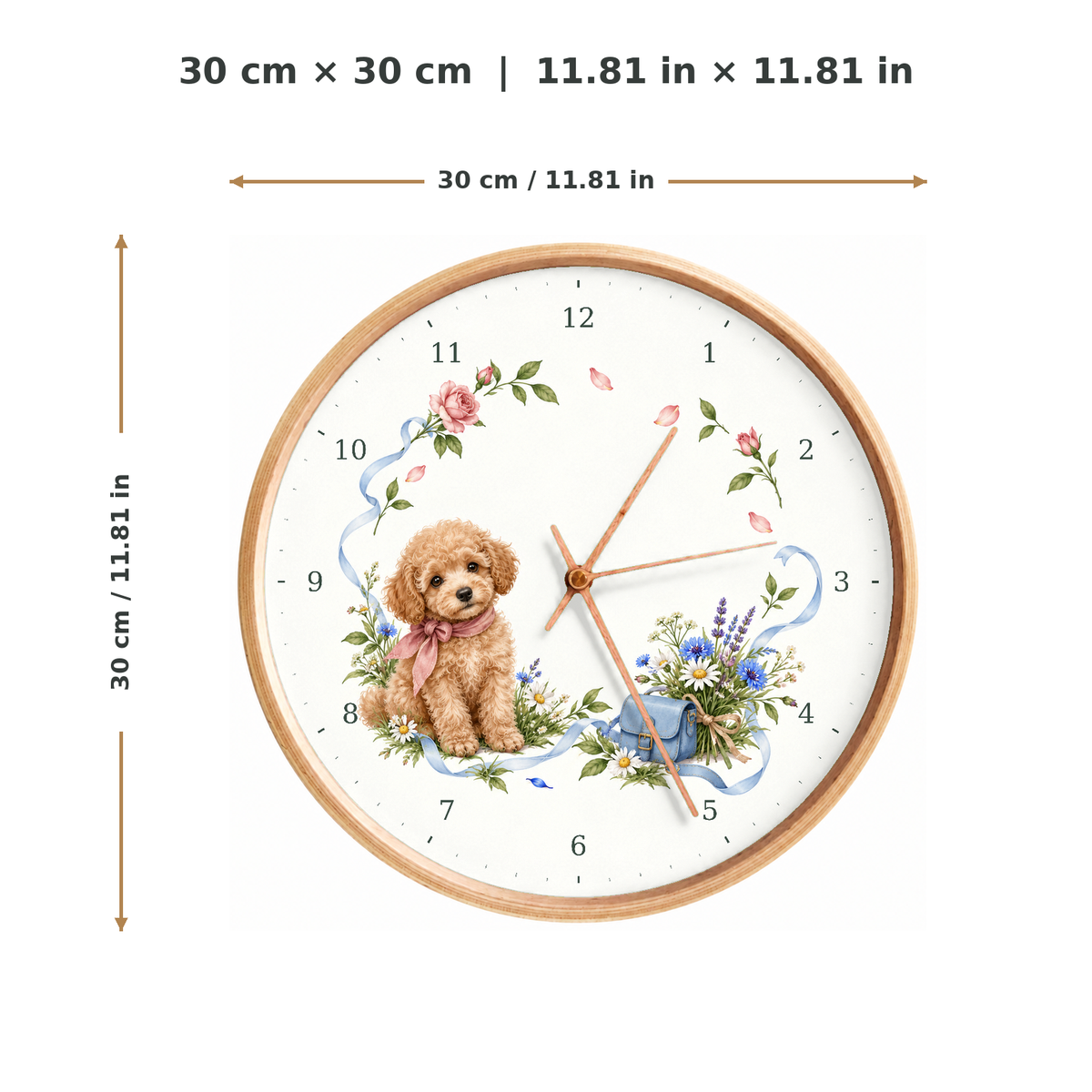 IMAGE_05_Measurements_-_Poodle_Floral_Bow_Wall_Clock_30cm_Wooden_Frame_-_WC-D052_-_649310204007.png