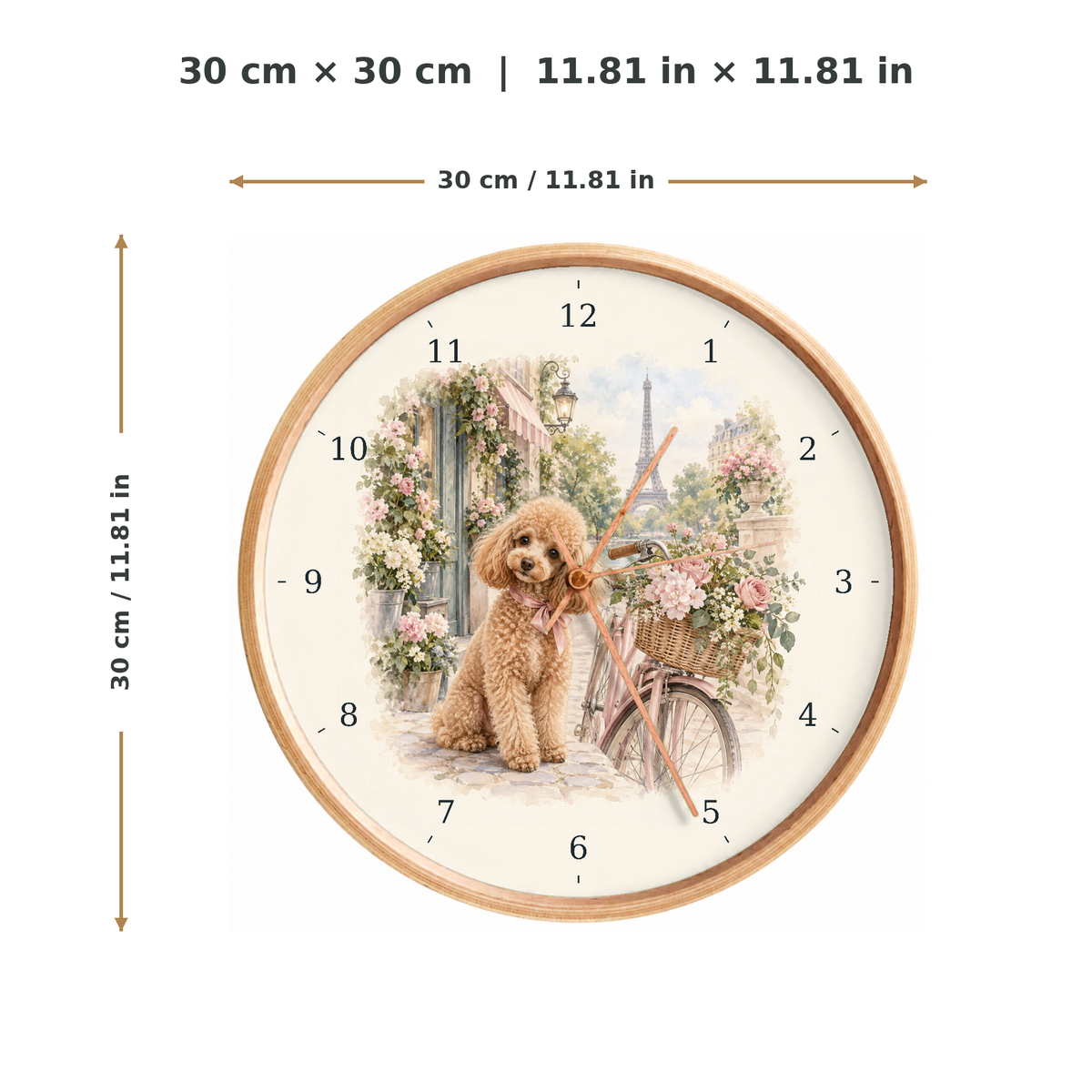 IMAGE_05_Measurements_-_Poodle_Paris_Wall_Clock_30cm_Wooden_Frame_-_WC-D053_-_649310204014.png