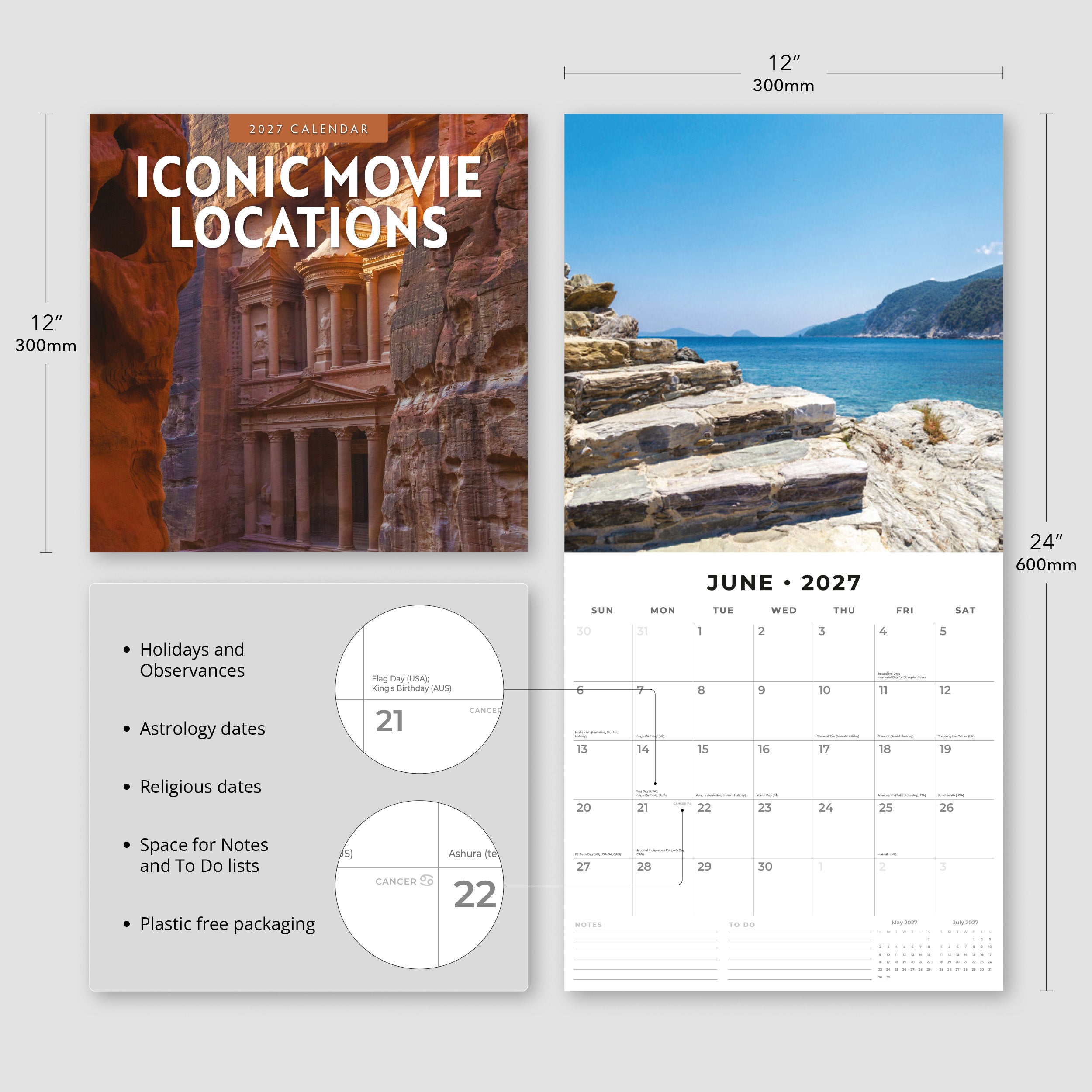 2027 Iconic Movie Locations - Square Wall Calendar