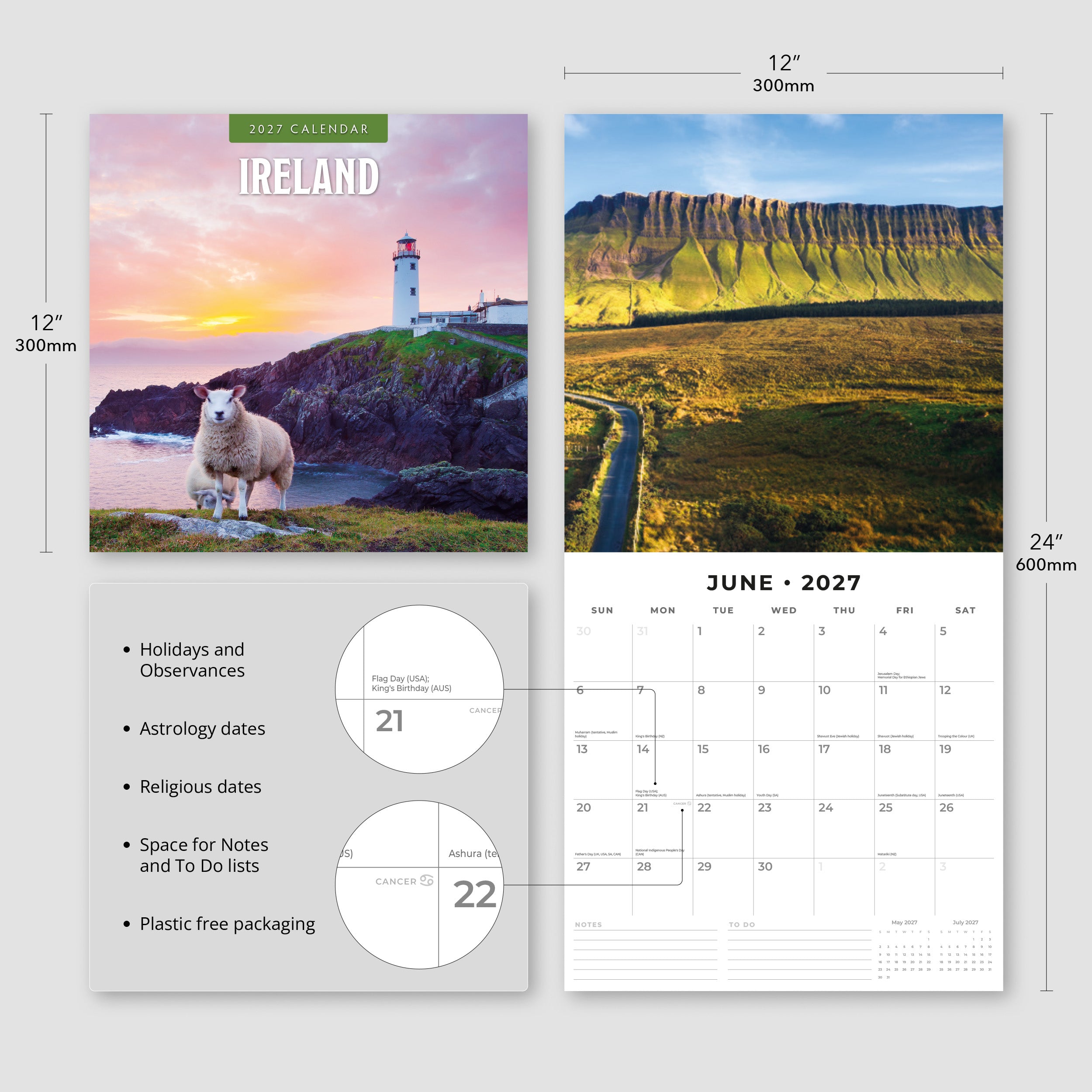 2027 Ireland - Square Wall Calendar