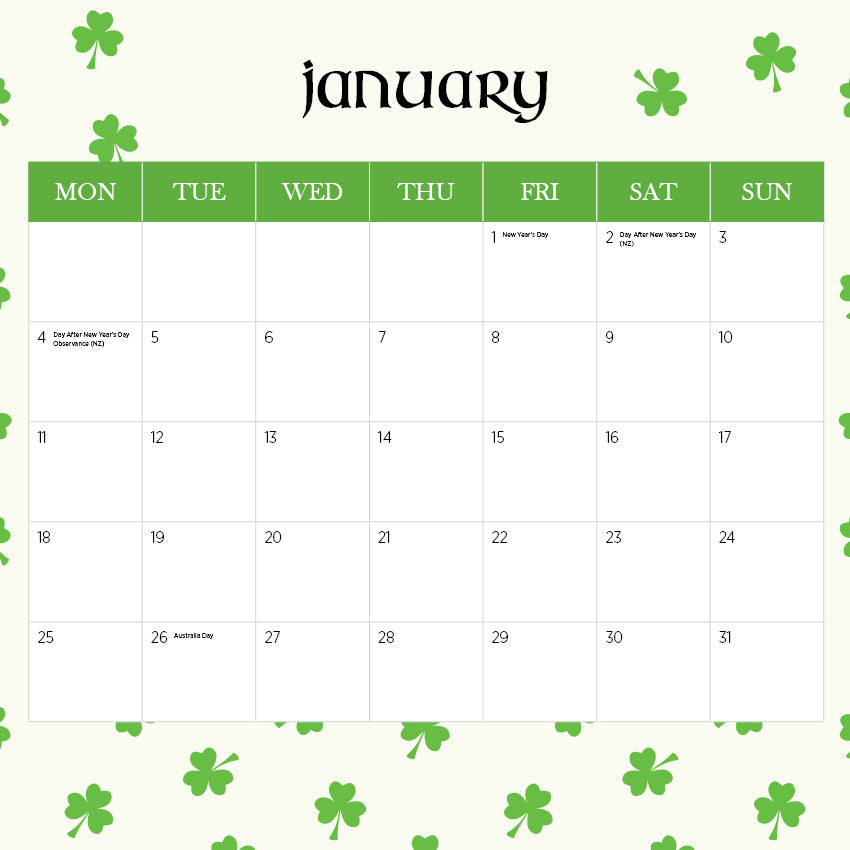 2027 Ireland - Square Wall Calendar