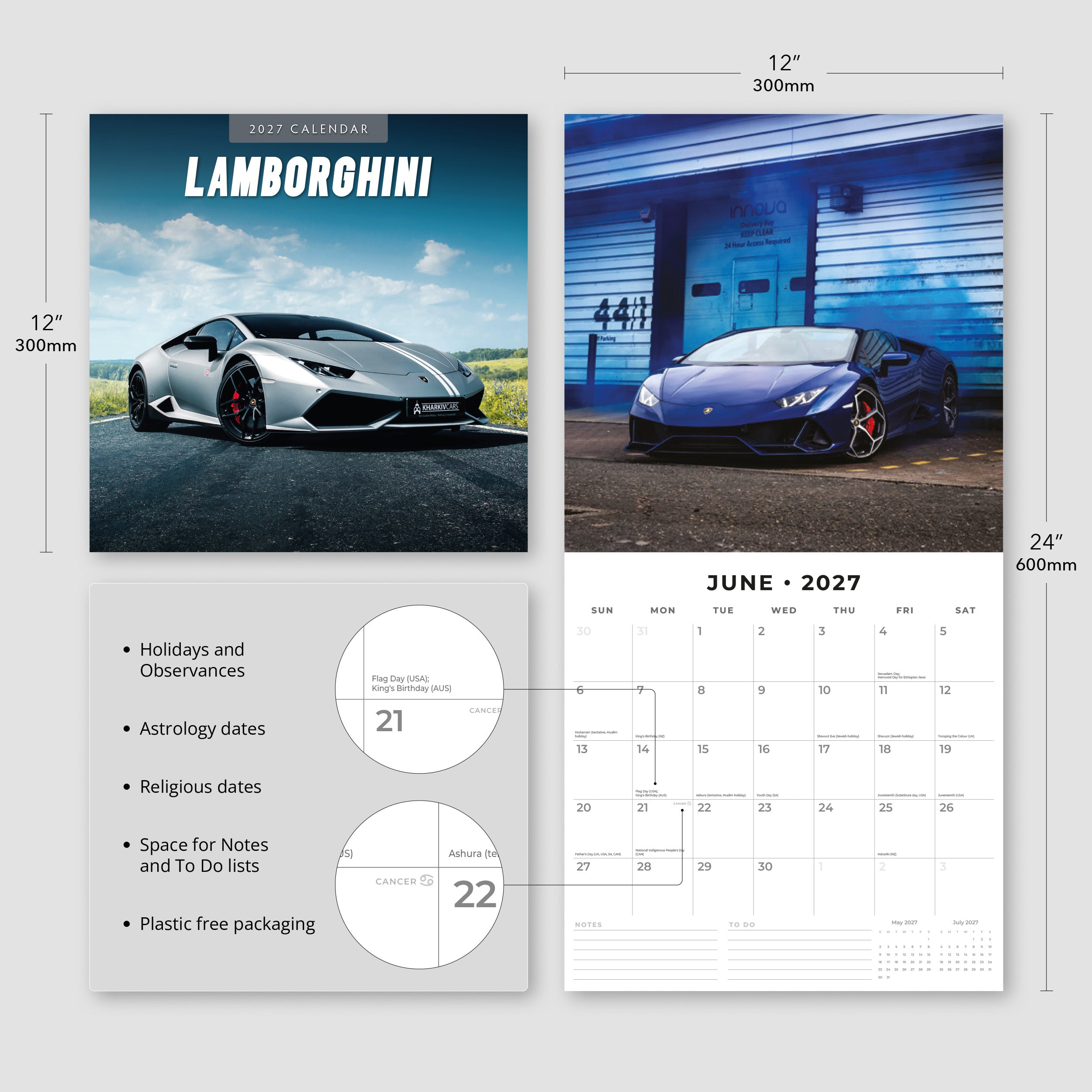 2027 Lamborghini - Square Wall Calendar