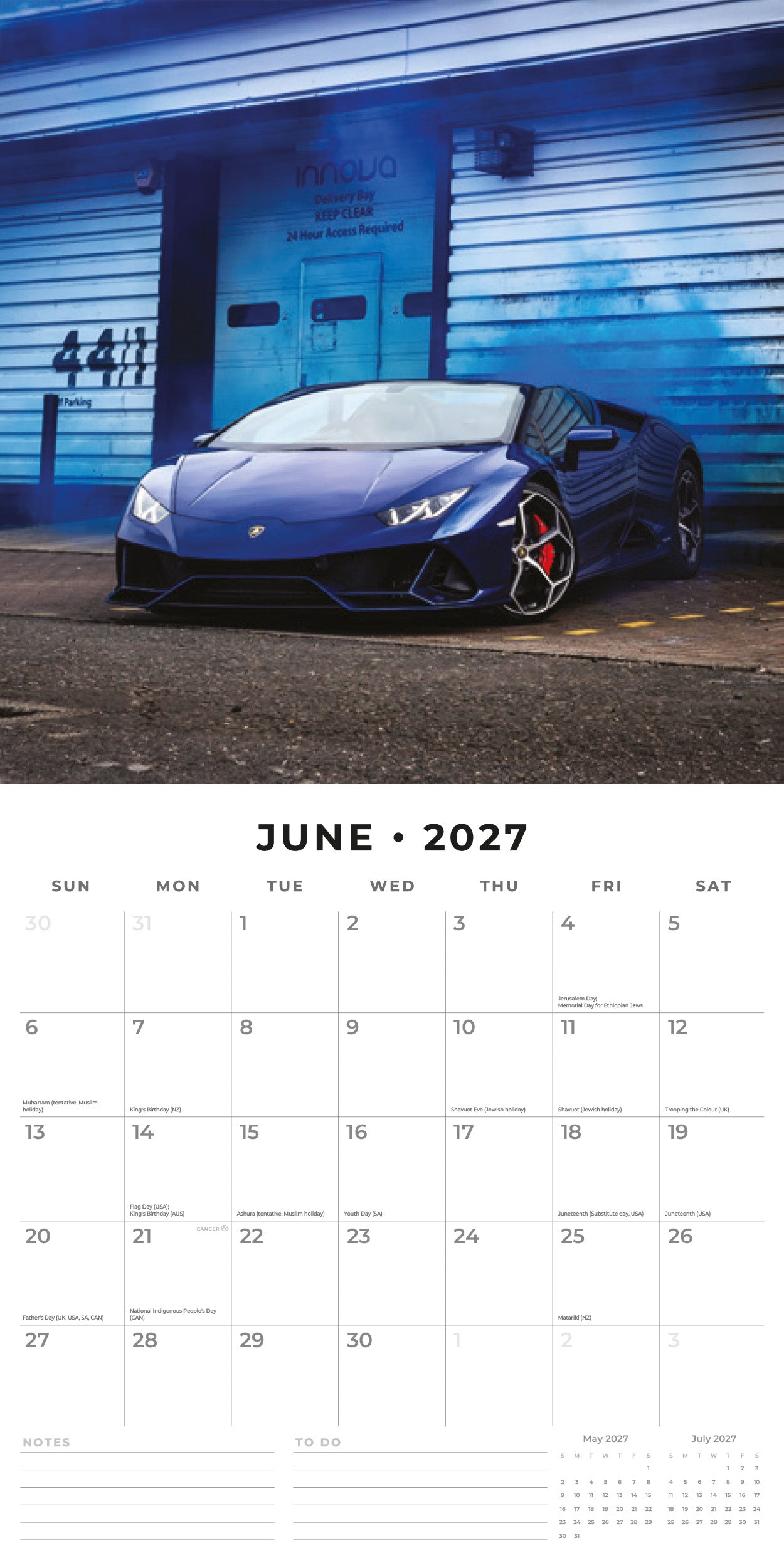 2027 Lamborghini - Square Wall Calendar