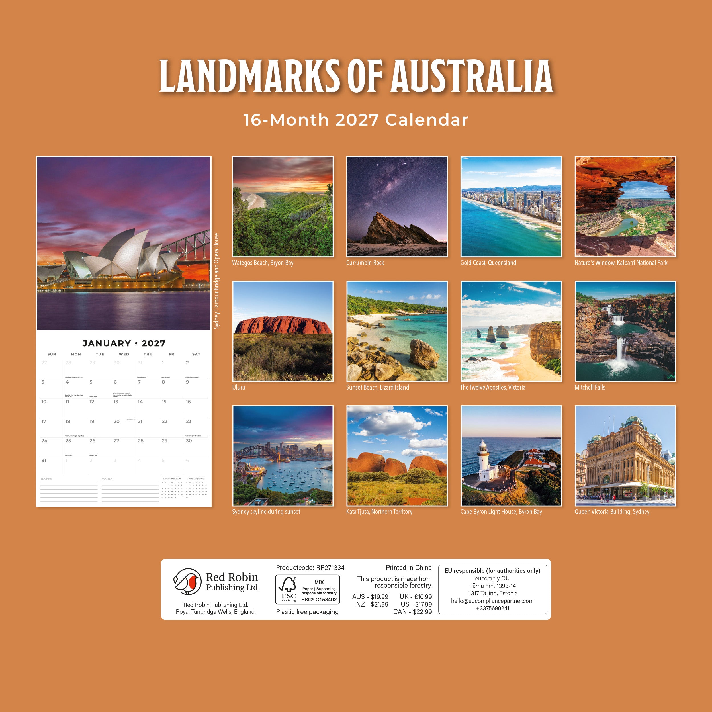 2027 Landmarks of Australia - Square Wall Calendar