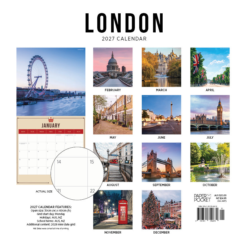 2027 London - Square Wall Calendar