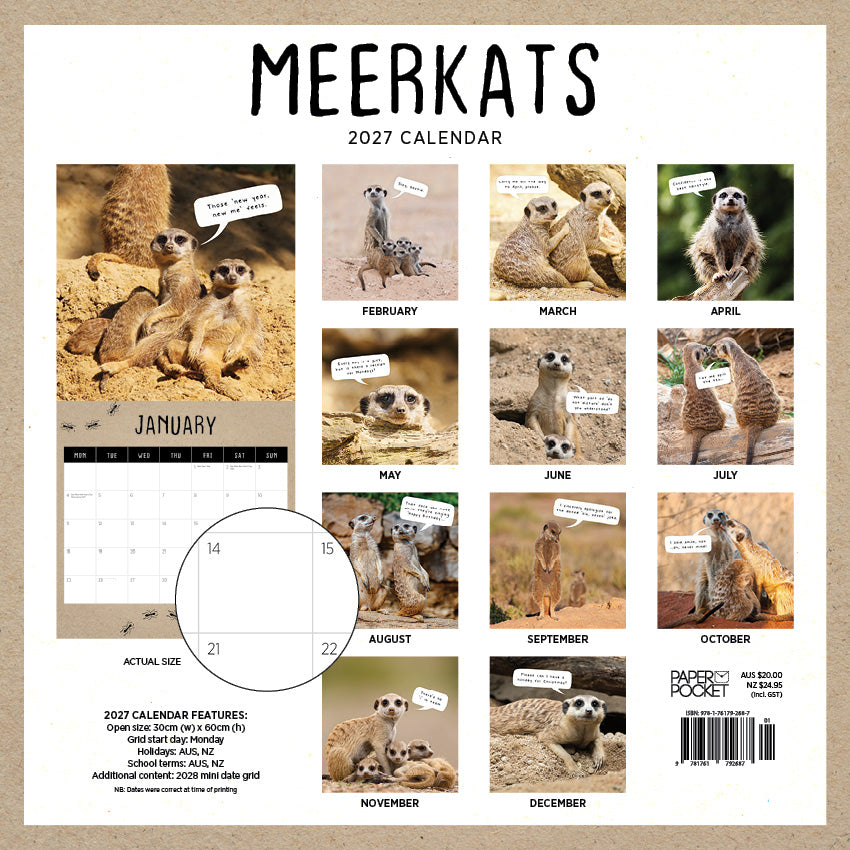 2027 Meerkats  - Square Wall Calendar