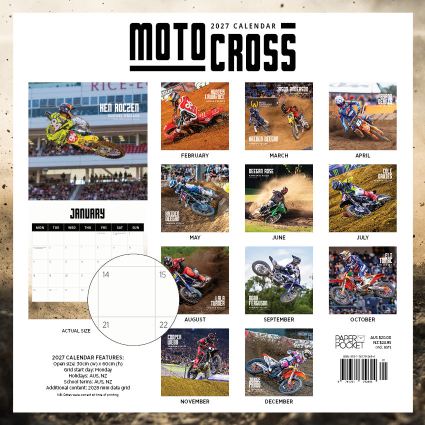 2027 Motocross - Square Wall Calendar