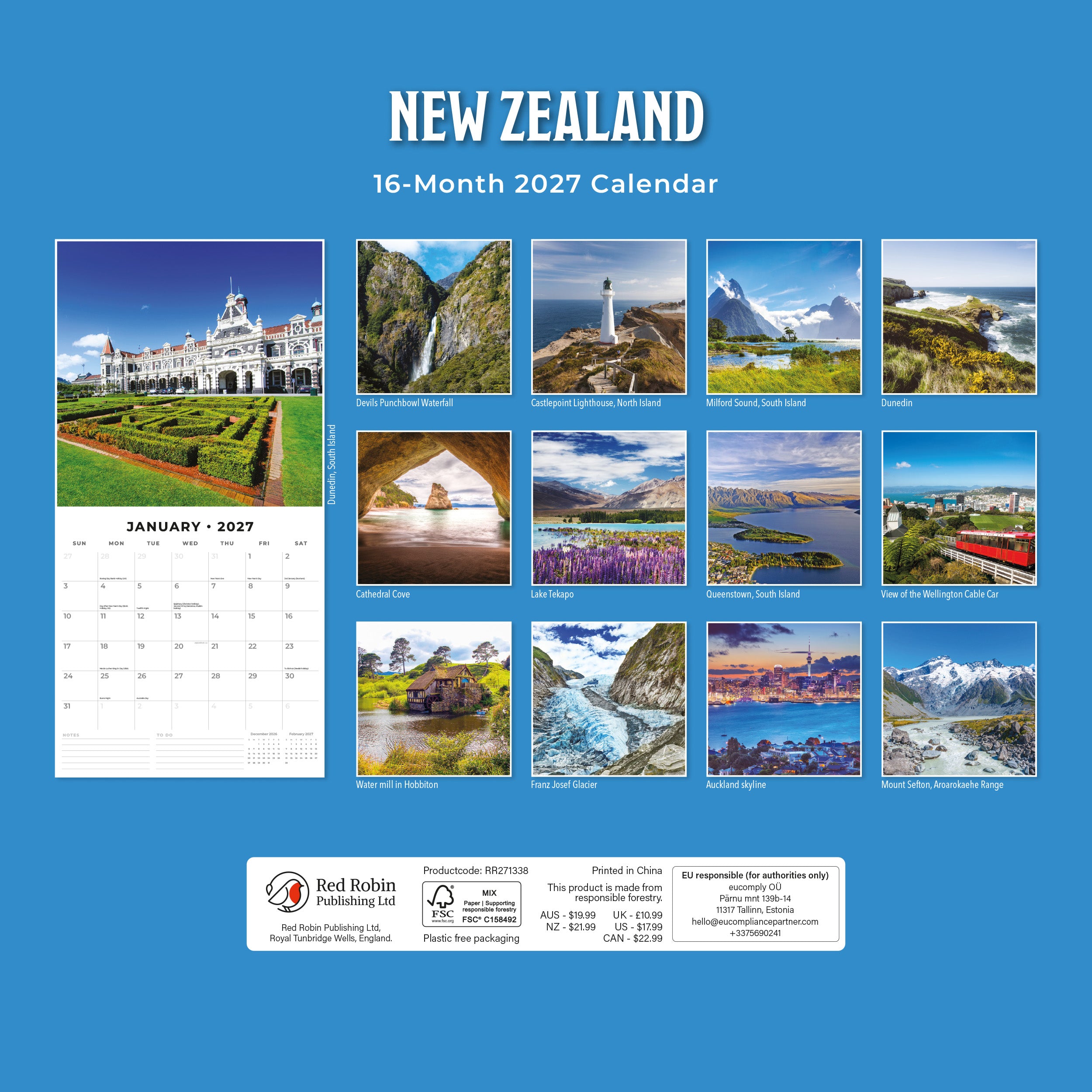 2027 New Zealand - Square Wall Calendar