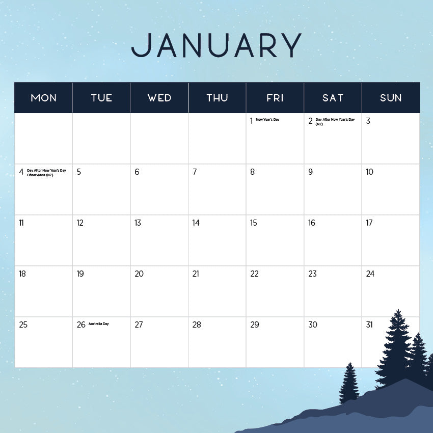 2027 Northern Lights - Square Wall Calendar