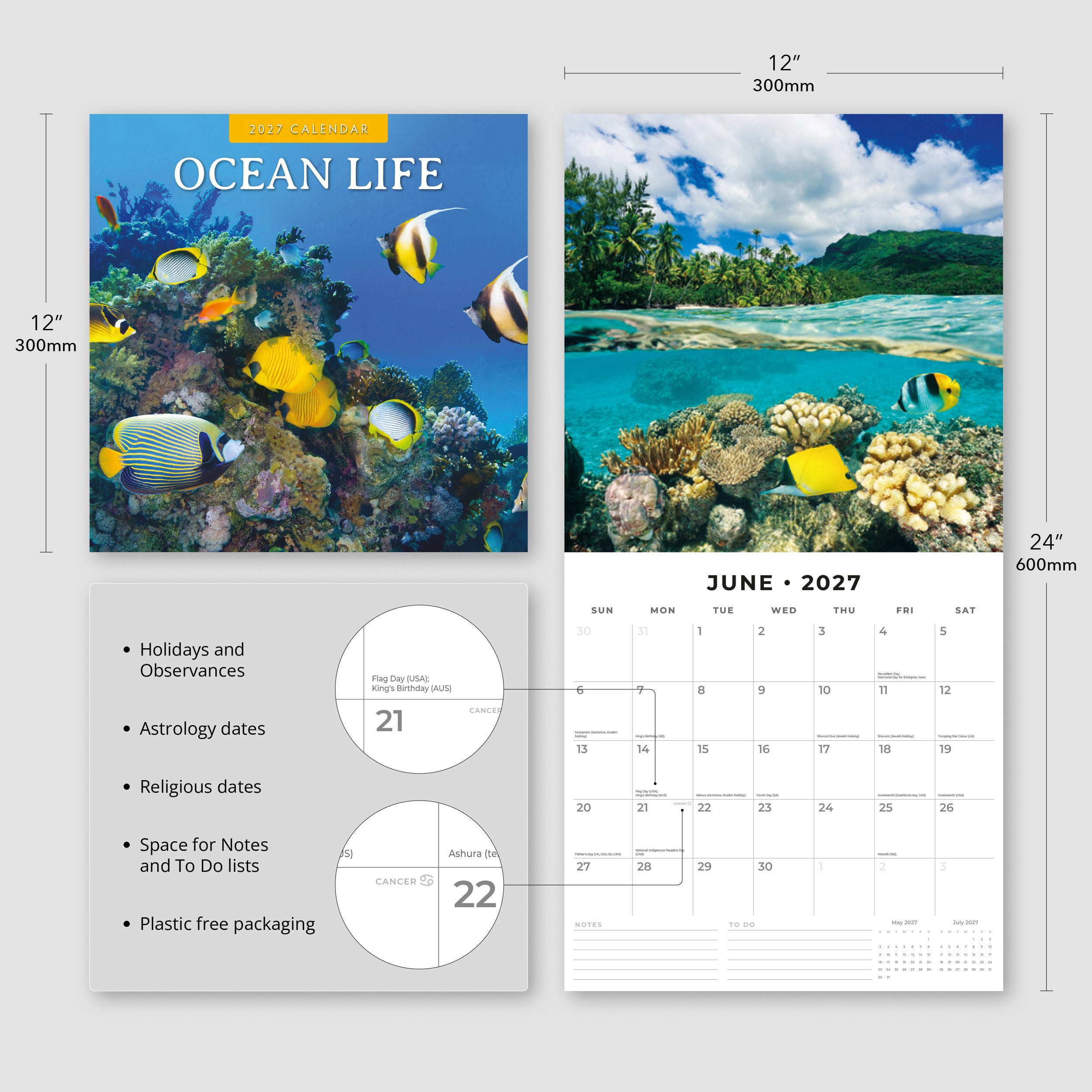 2027 Ocean Life - Square Wall Calendar