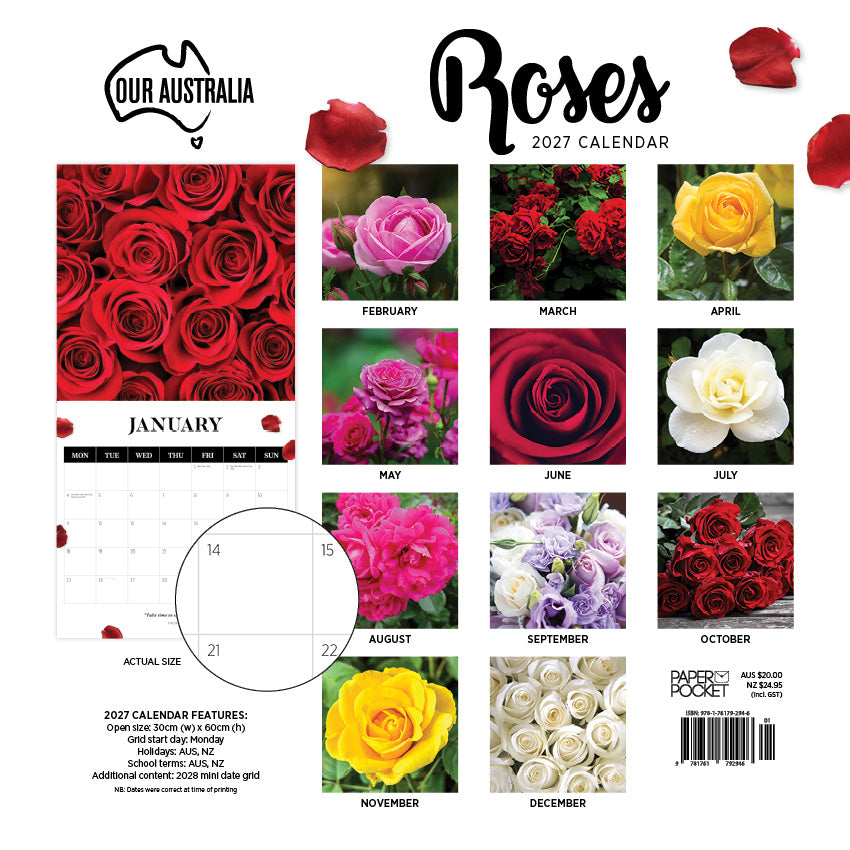 2027 Our Australia Roses - Square Wall Calendar