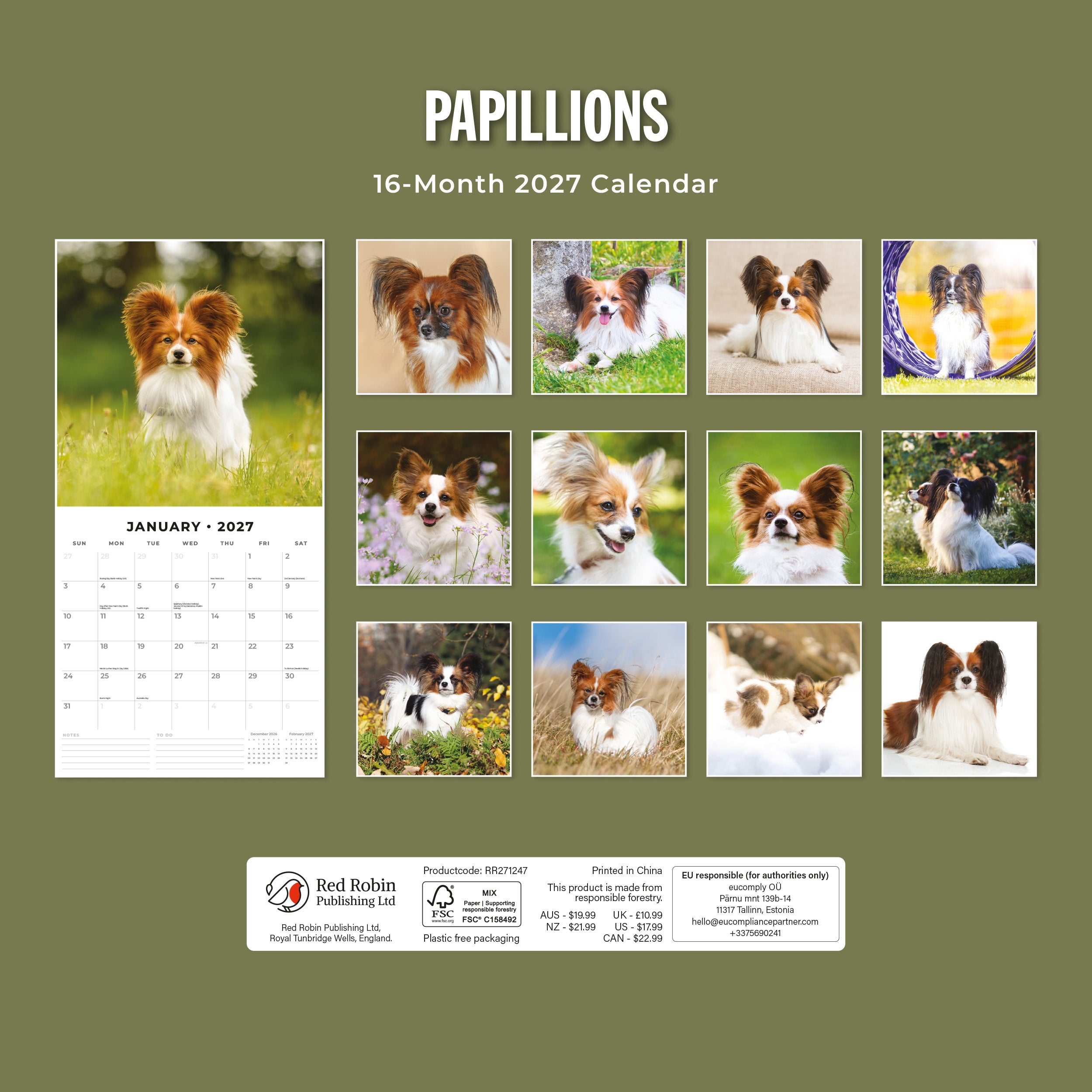 2027 Papillions - Square Wall Calendar