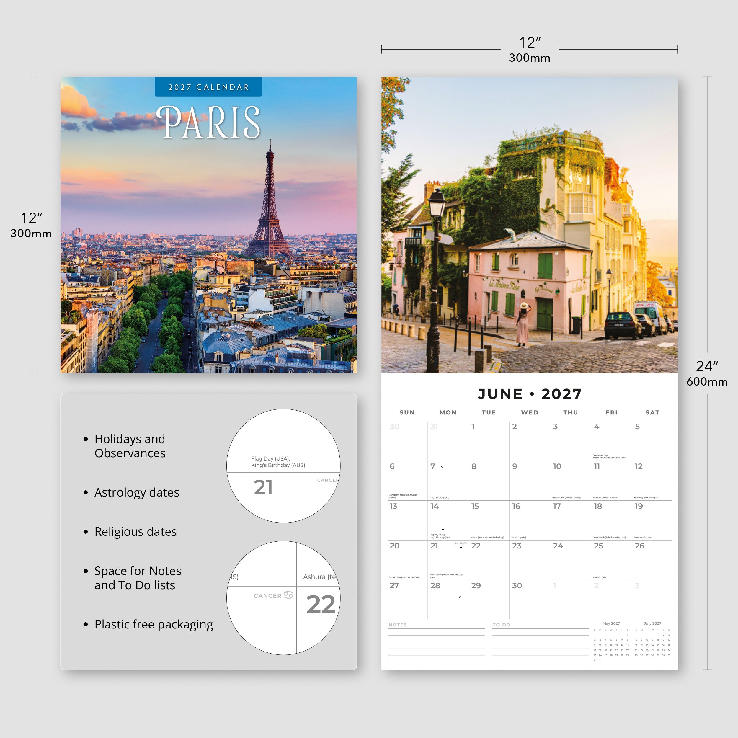 2027 Paris - Square Wall Calendar