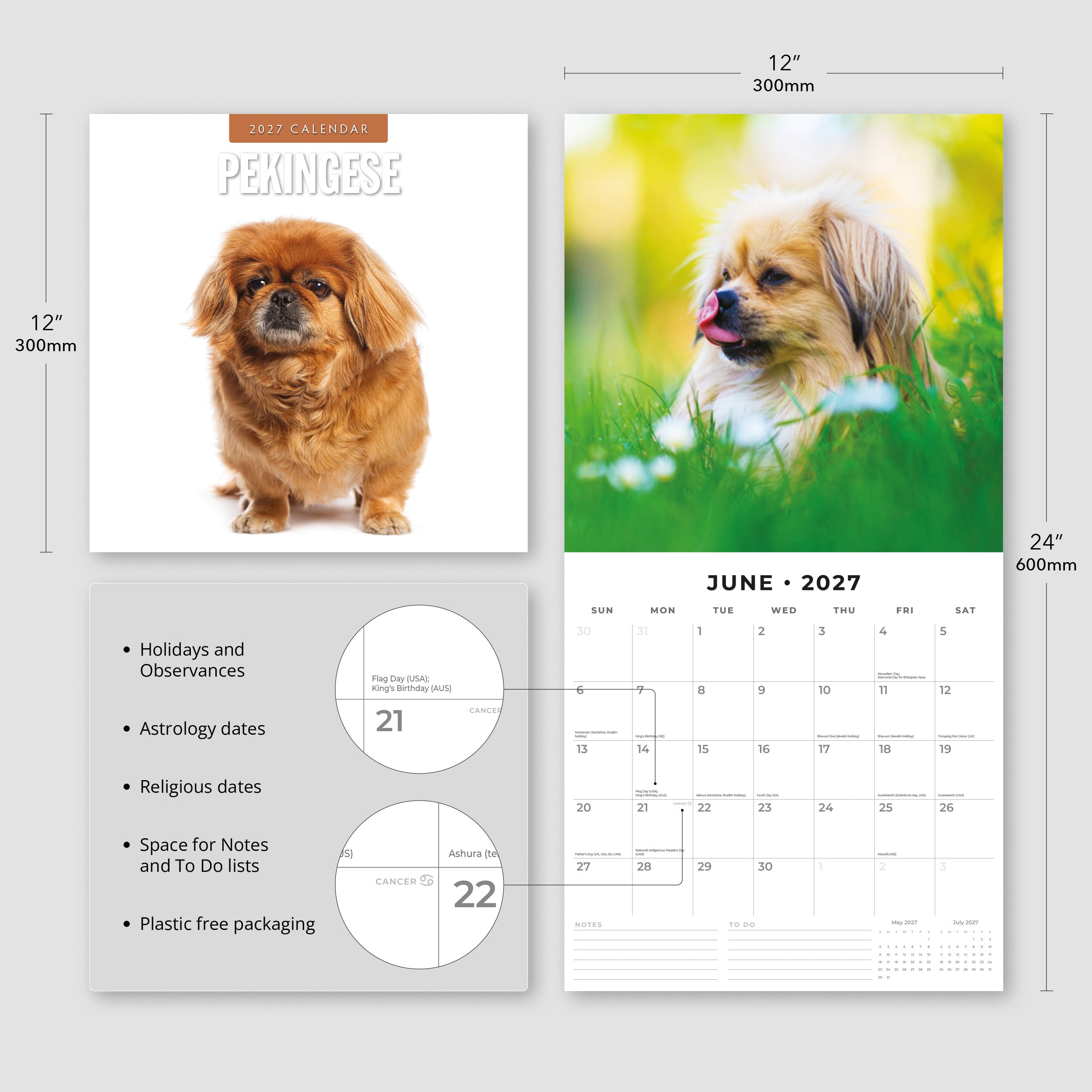2027 Pekingese - Square Wall Calendar