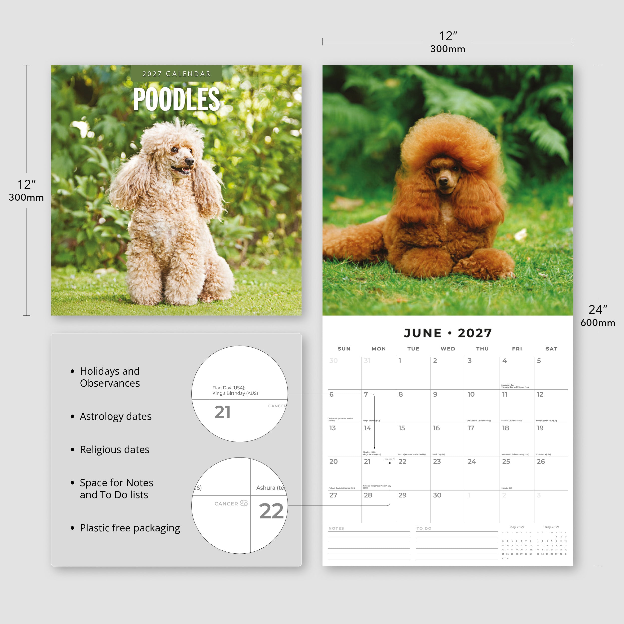 2027 Poodles - Square Wall Calendar