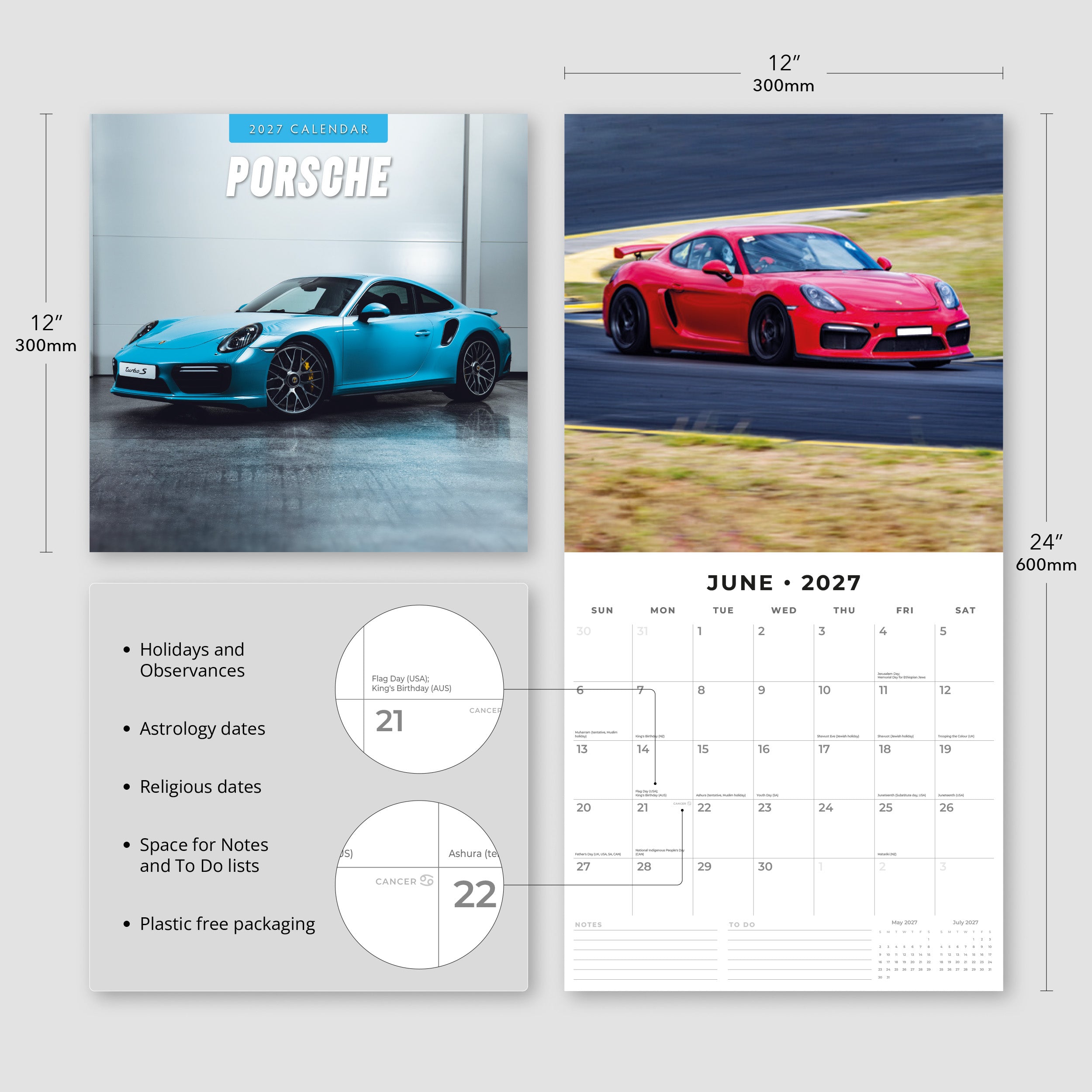 2027 Porsche - Square Wall Calendar