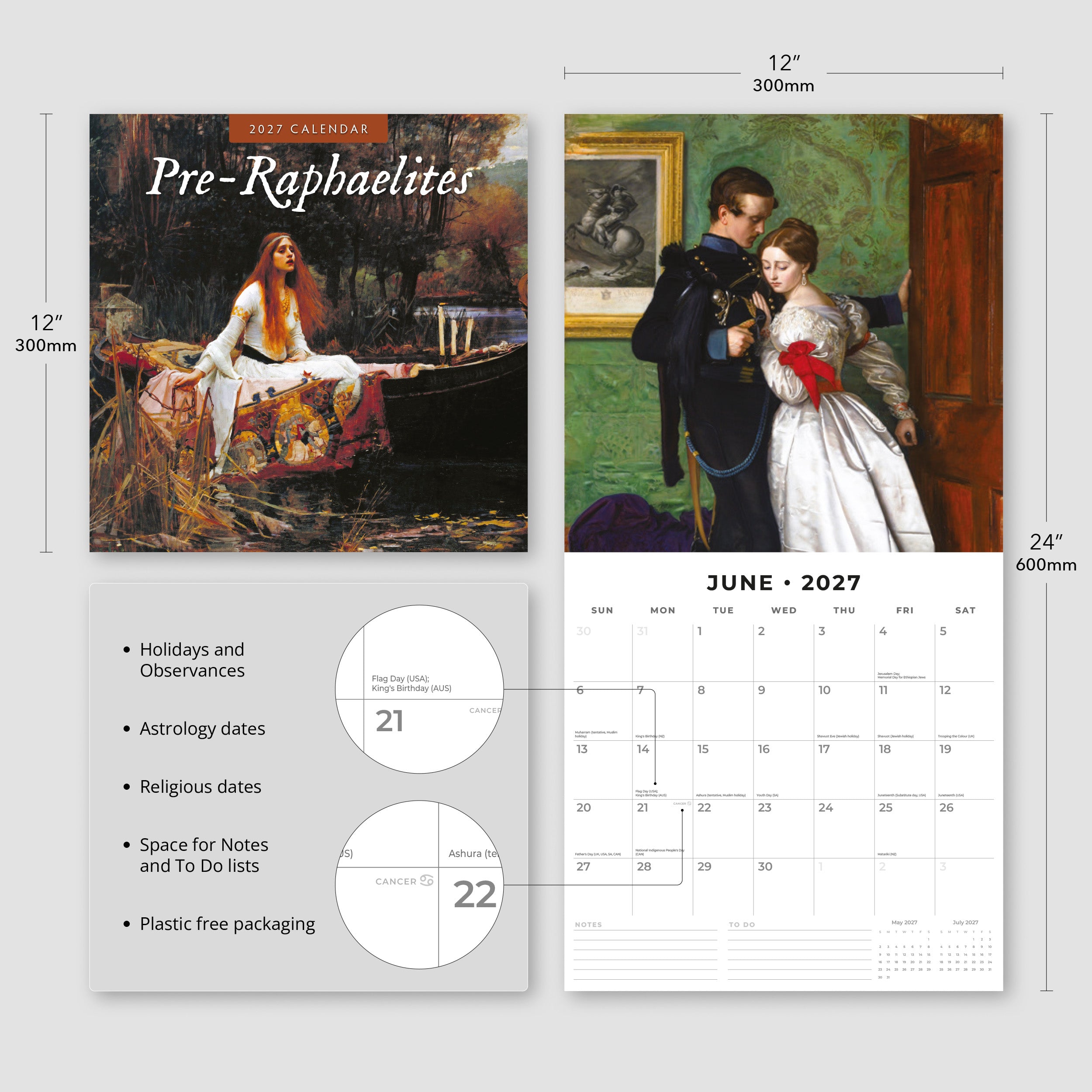2027 Pre-Raphaelites - Square Wall Calendar