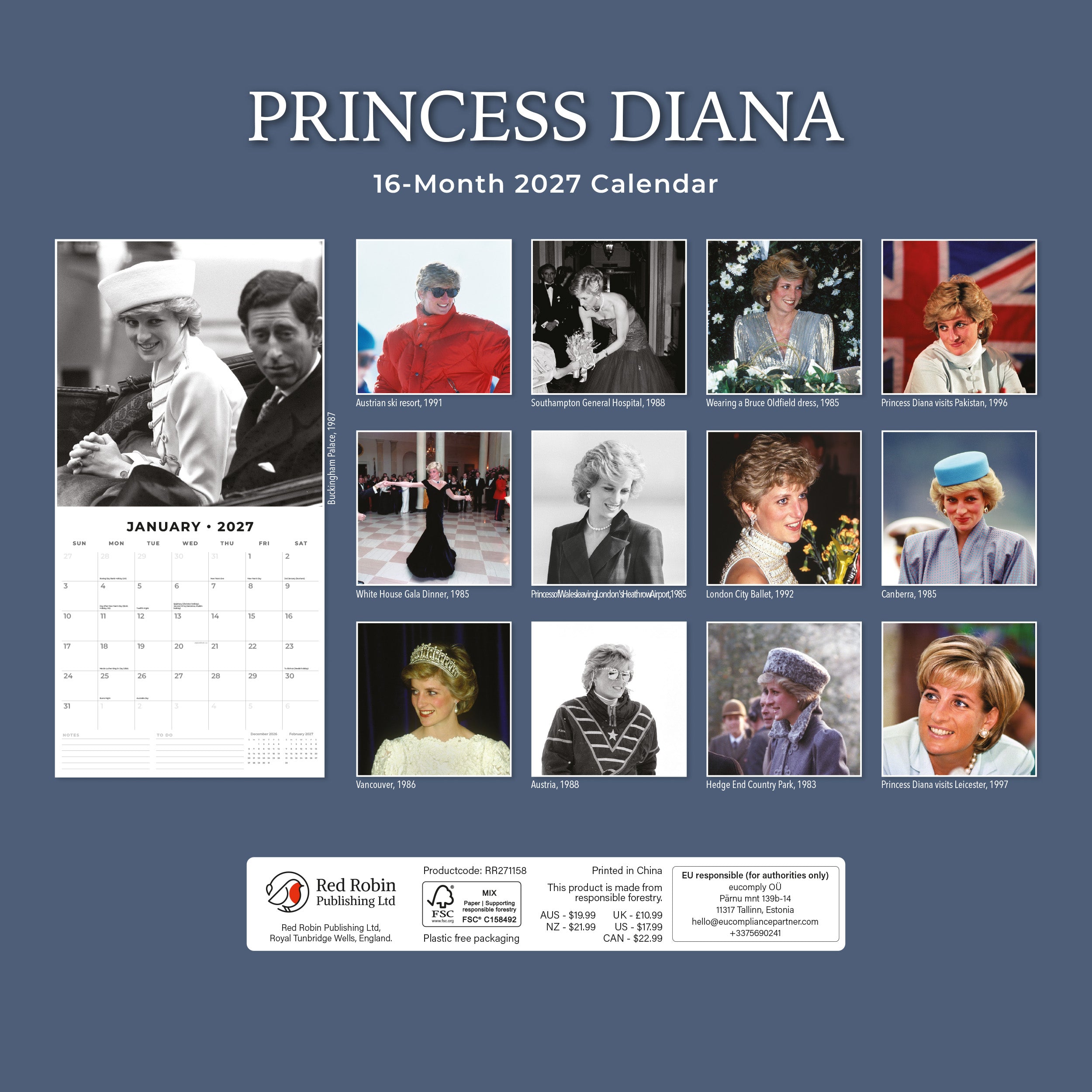 2027 Diana - Square Wall Calendar