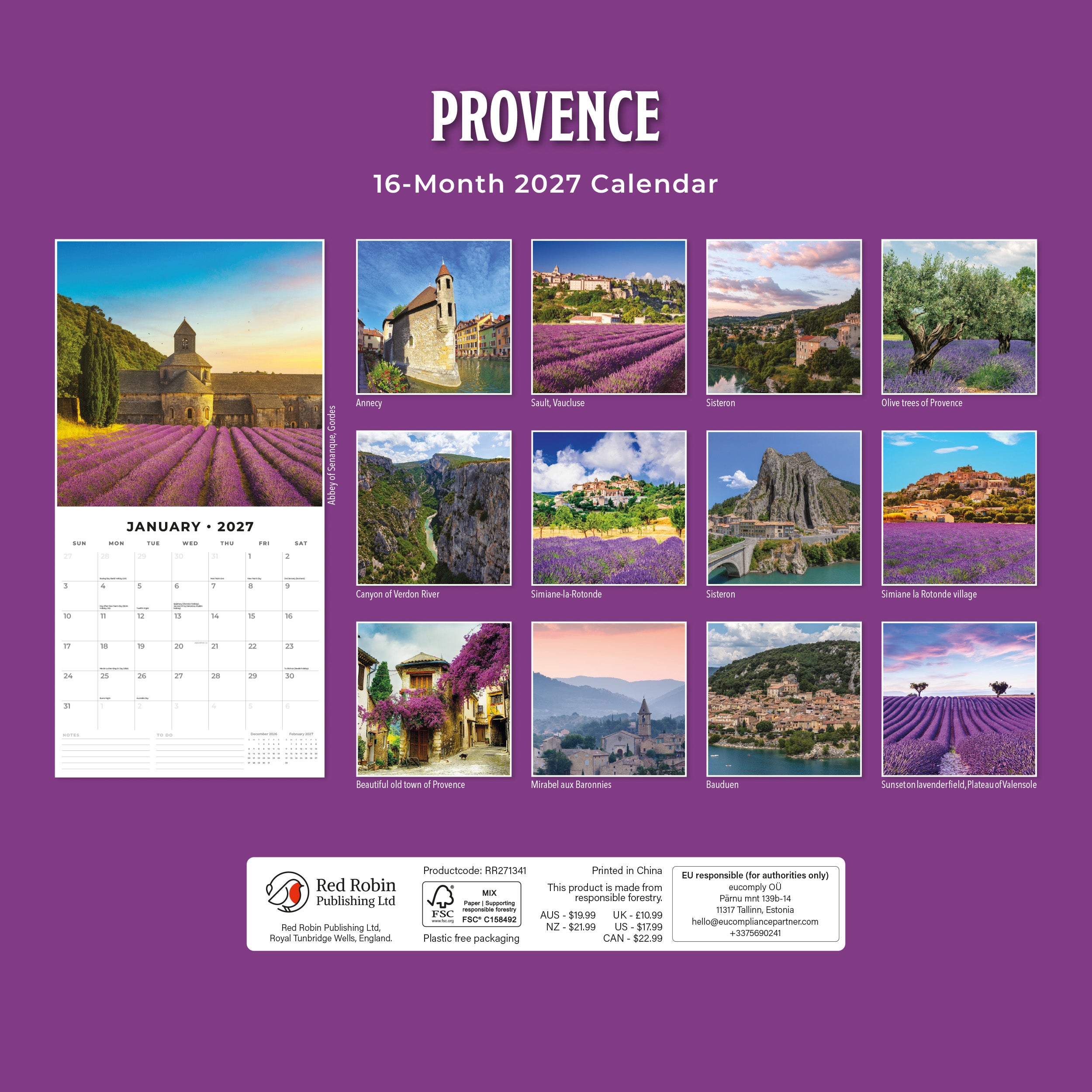 2027 Provence - Square Wall Calendar