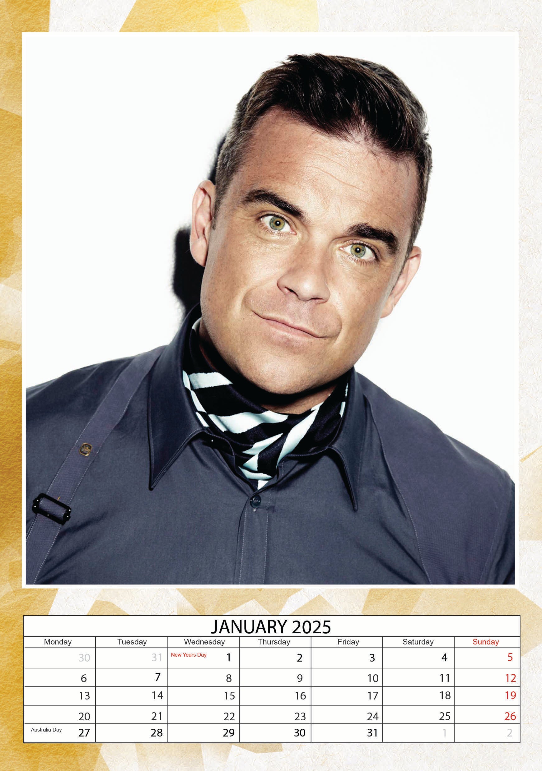 2025 Robbie Williams - A3 Wall Calendar