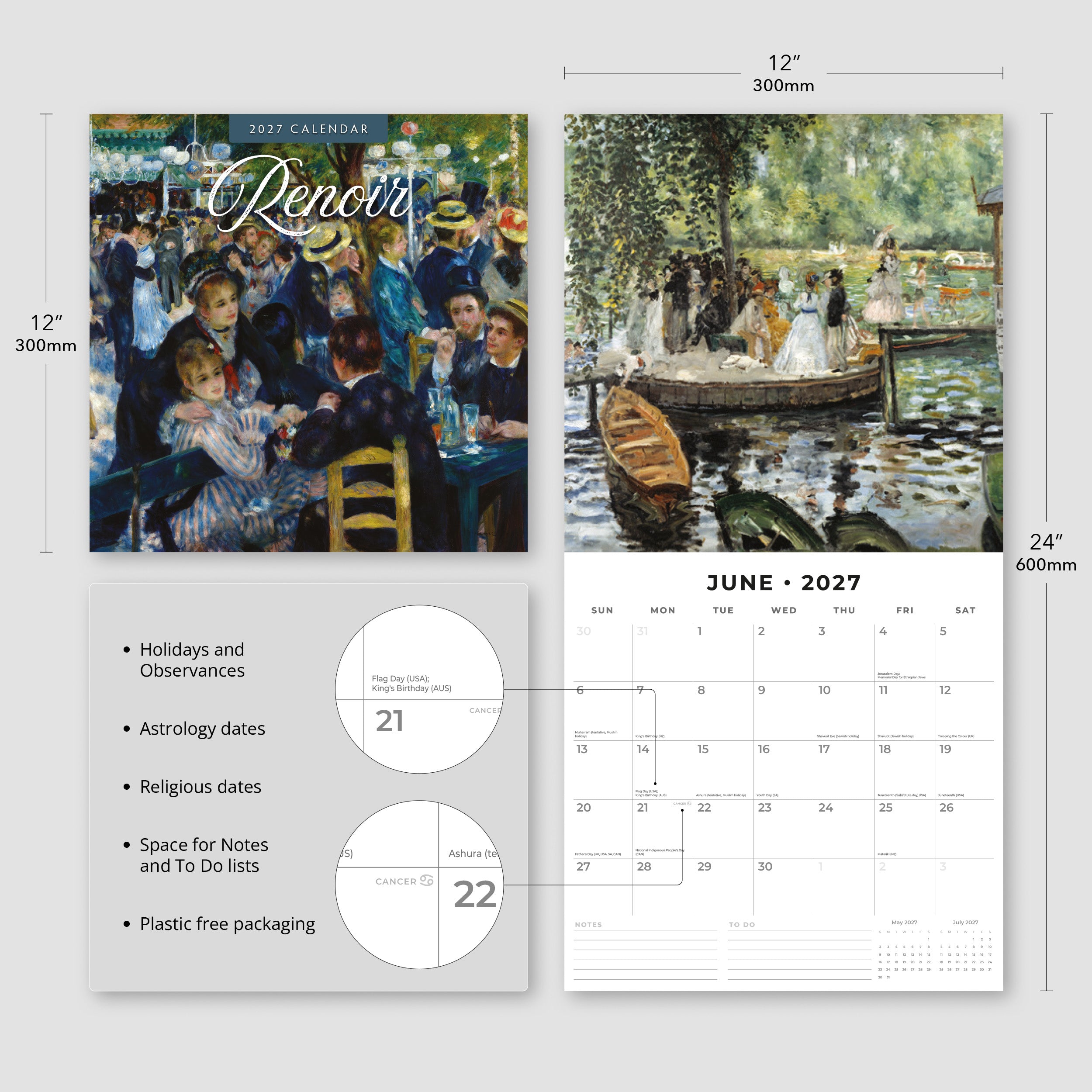 2027 Renoir - Square Wall Calendar