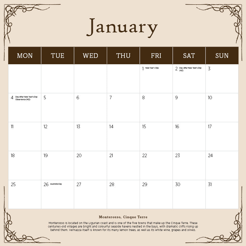 2027 Romantic Italy - Square Wall Calendar