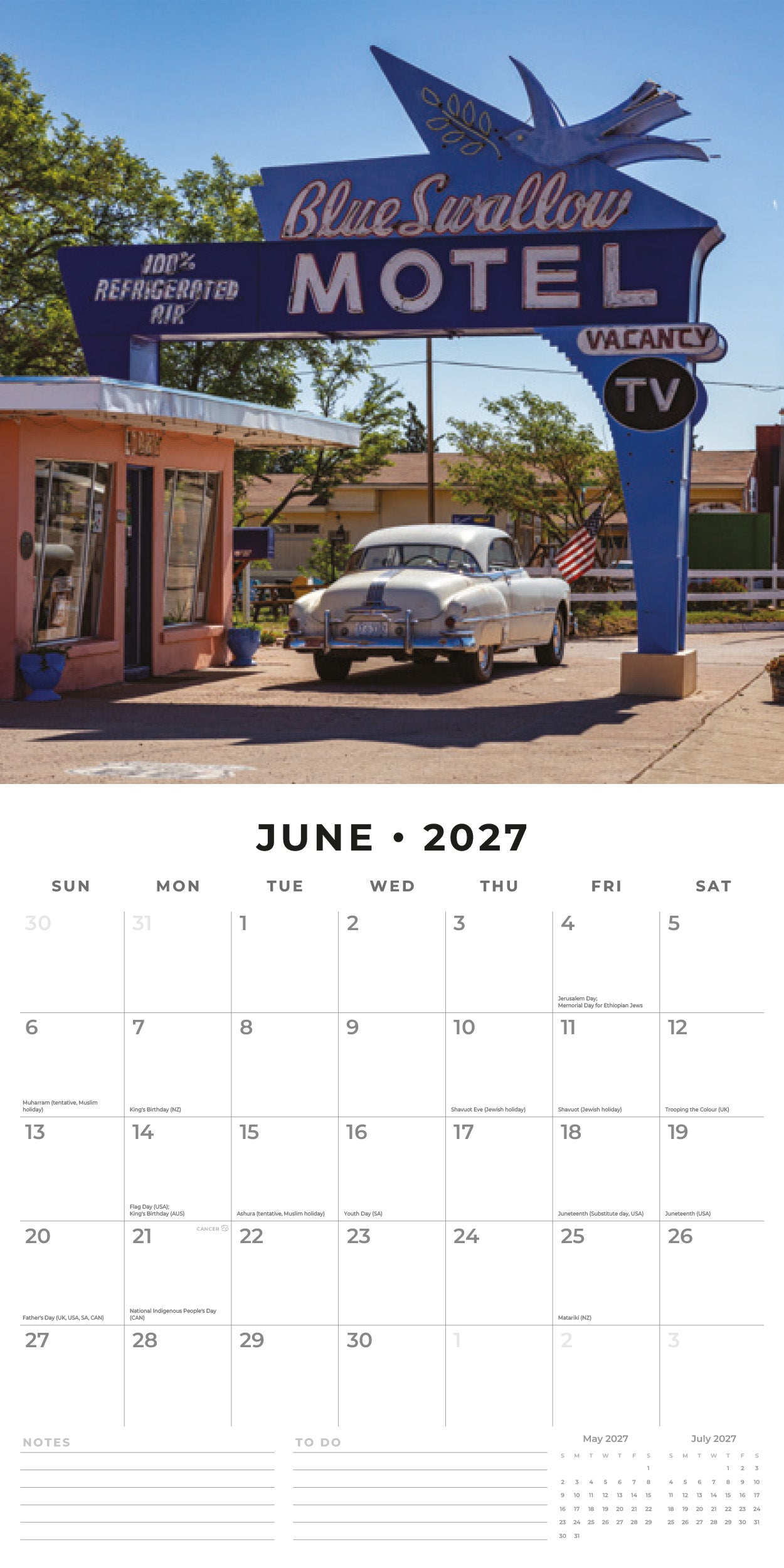 2027 Route 66 - Square Wall Calendar