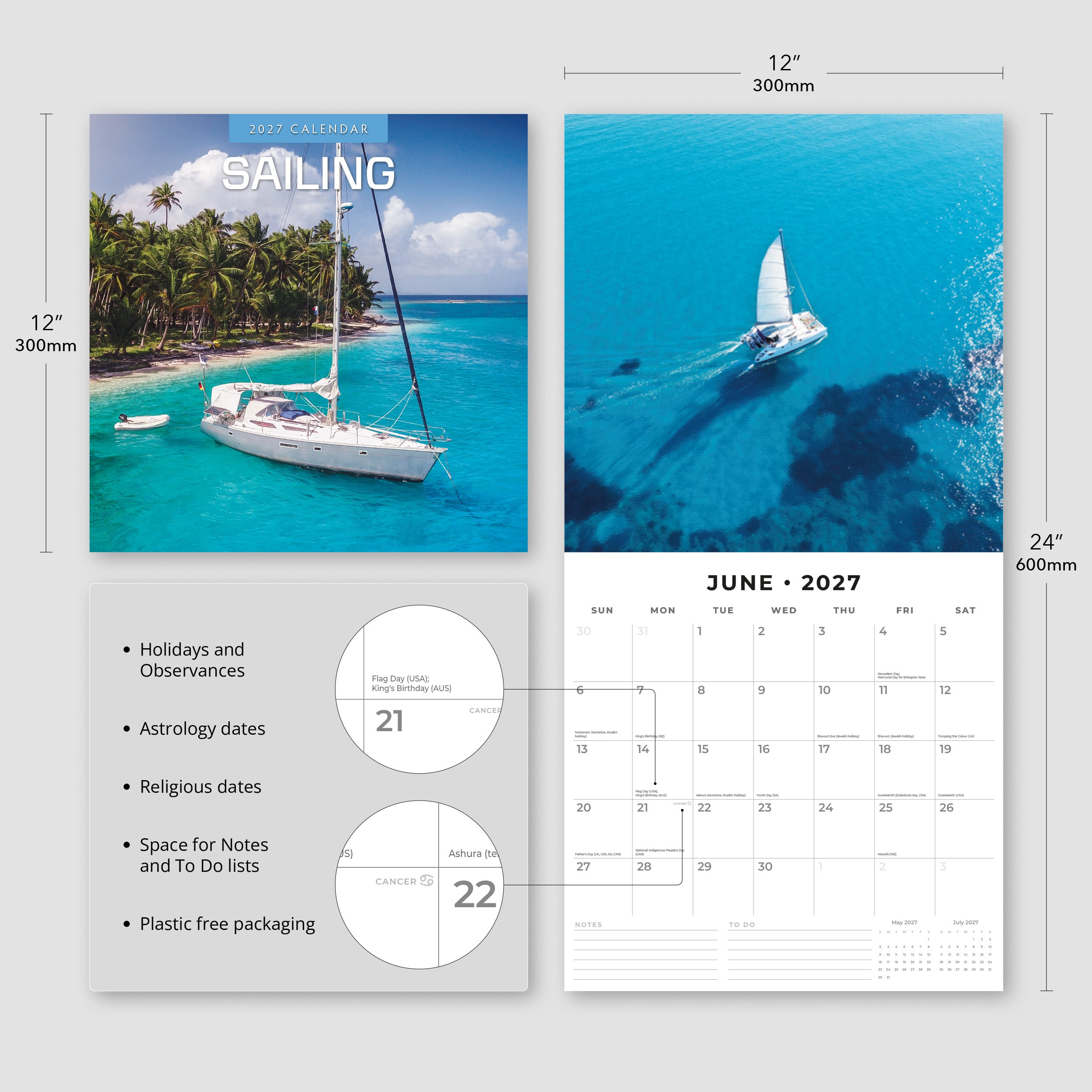 2027 Sailing - Square Wall Calendar