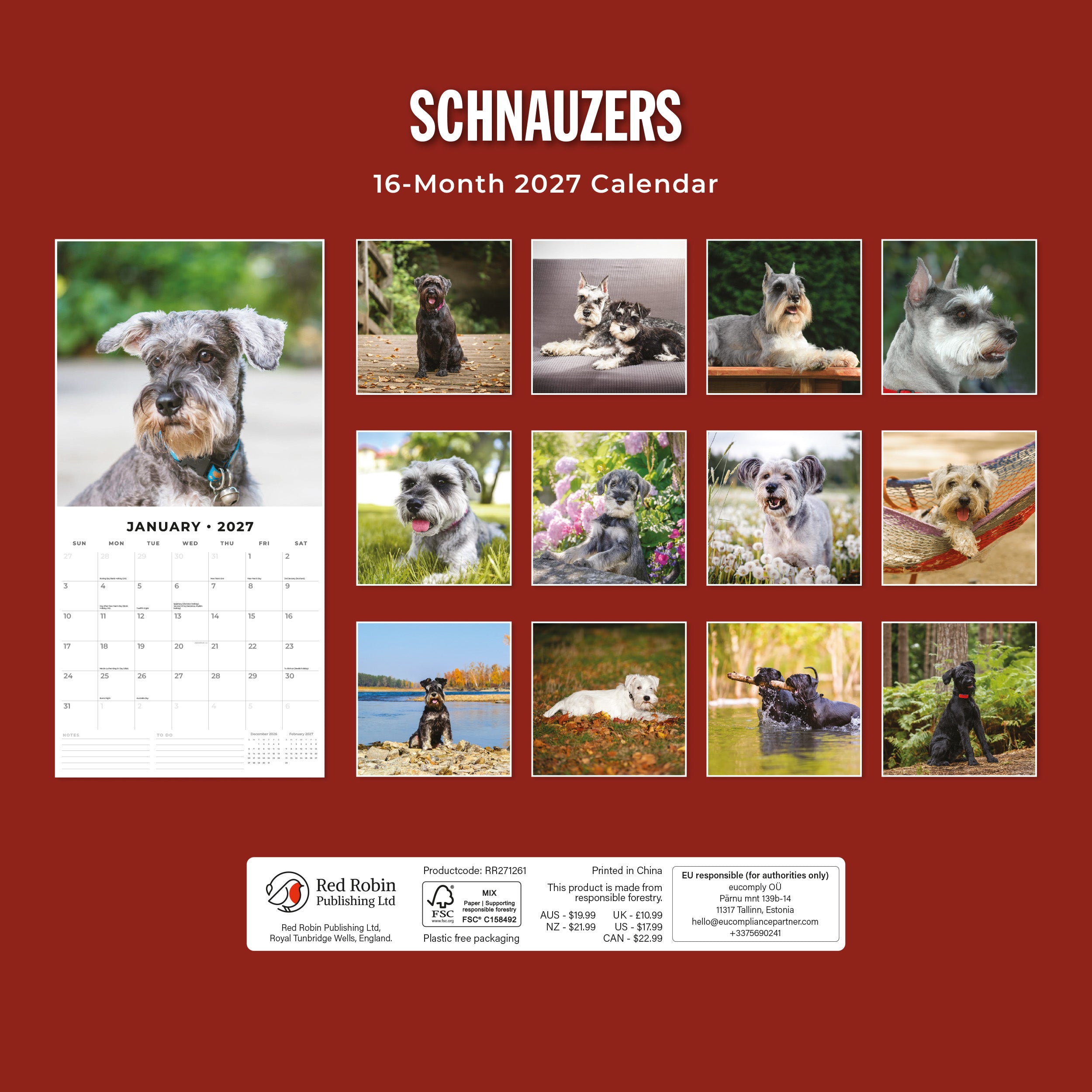 2027 Schnauzer - Square Wall Calendar