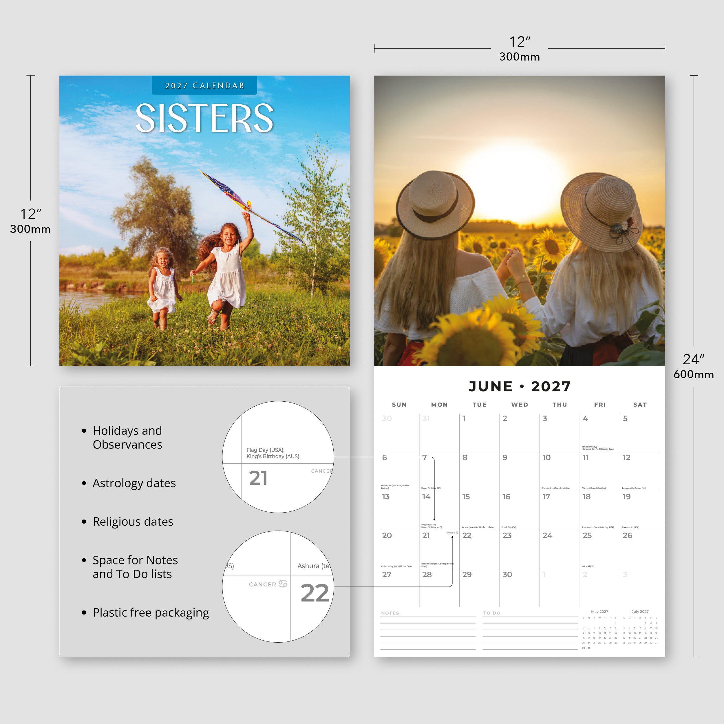 2027 Sisters - Square Wall Calendar