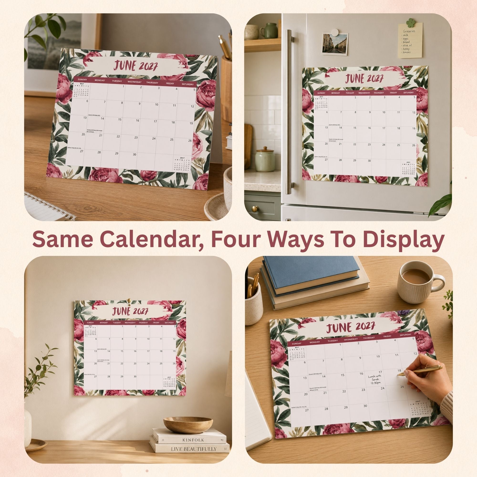 2027 Sprigs & Petals - Versatile 4-in-1 Magnetic, Wall and Desk Calendar
