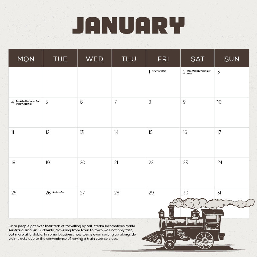 2027 Steamtrains - Square Wall Calendar