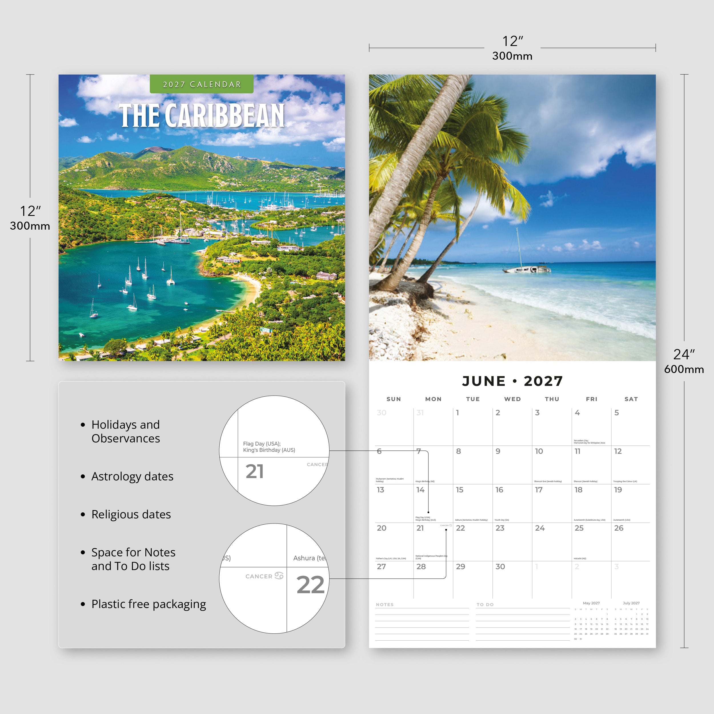 2027 The Caribbean - Square Wall Calendar