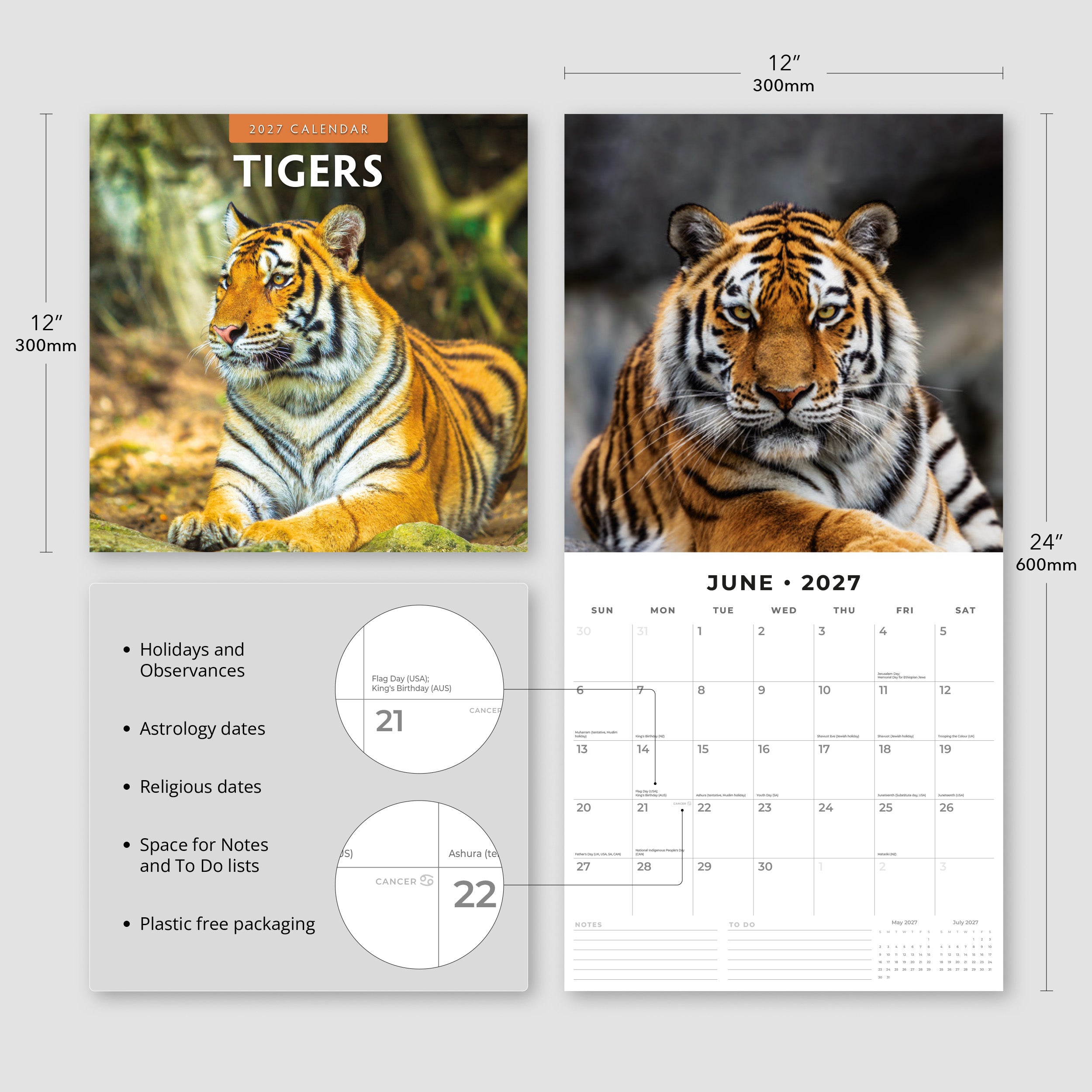 2027 Tigers - Square Wall Calendar