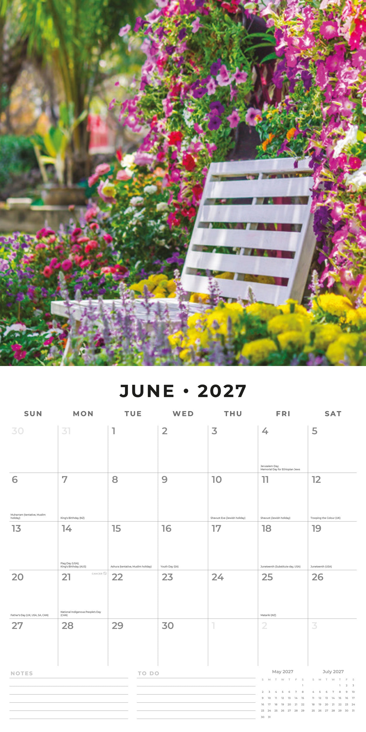 2027 Tranquil Gardens - Square Wall Calendar