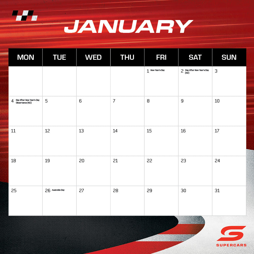 2027 V8 Supercars - Square Wall Calendar