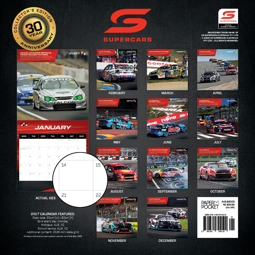 2027 V8 Supercars - Square Wall Calendar