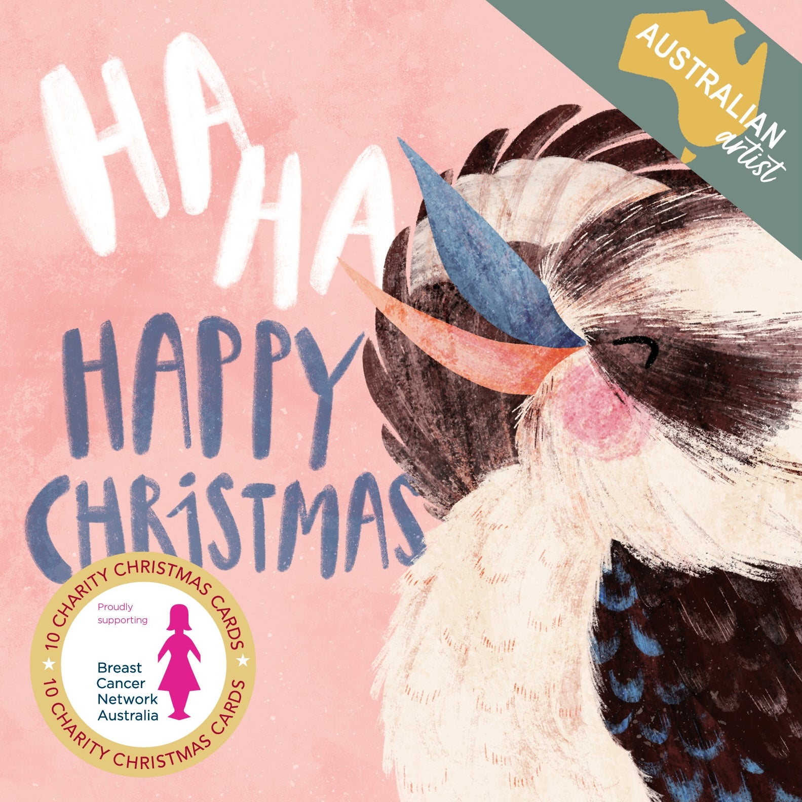 BCNA - Laughing Kookaburra - 10 Charity Christmas Cards Pack
