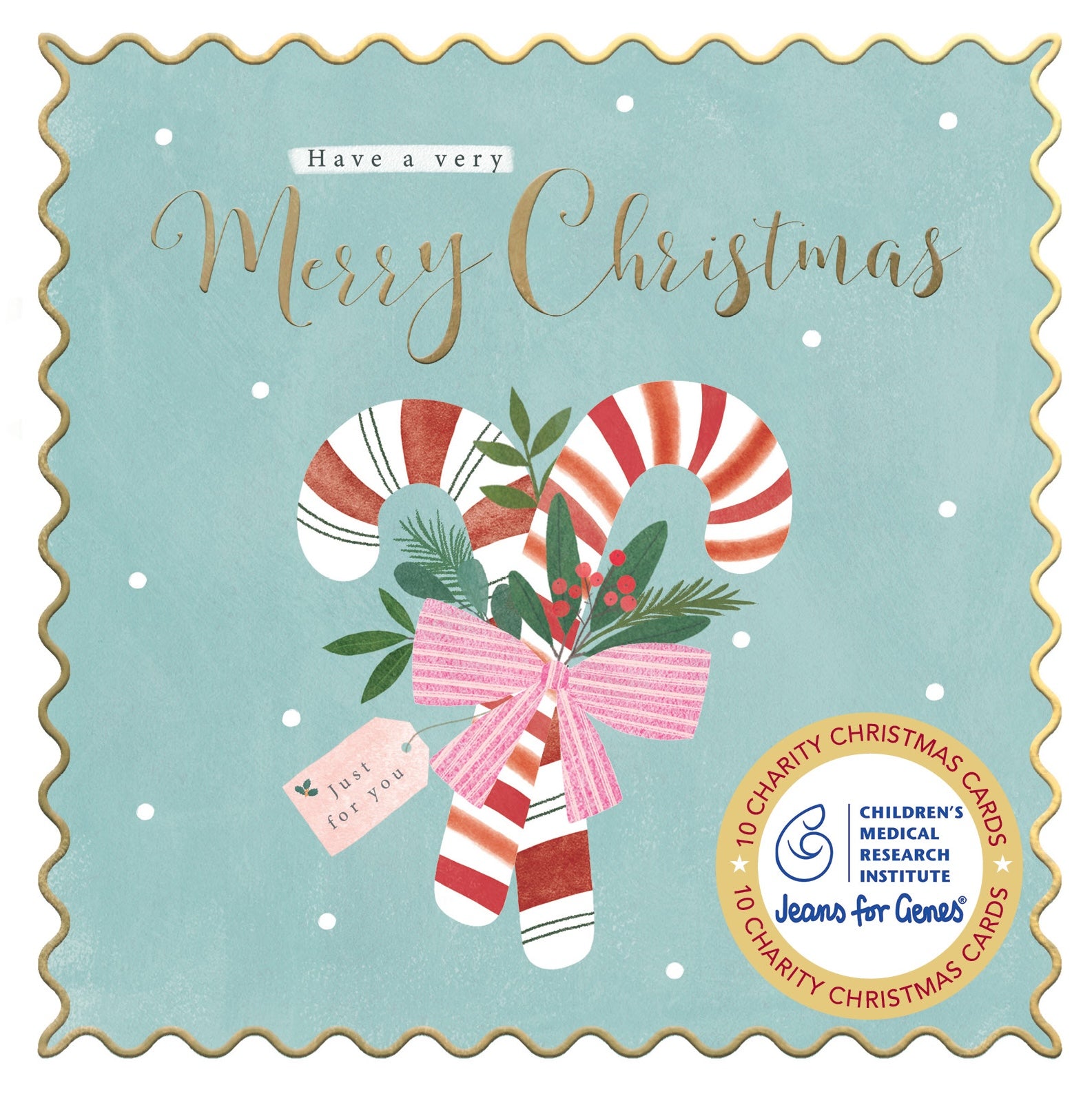 CMRI - Candy Cane - 10 Charity Christmas Cards Pack