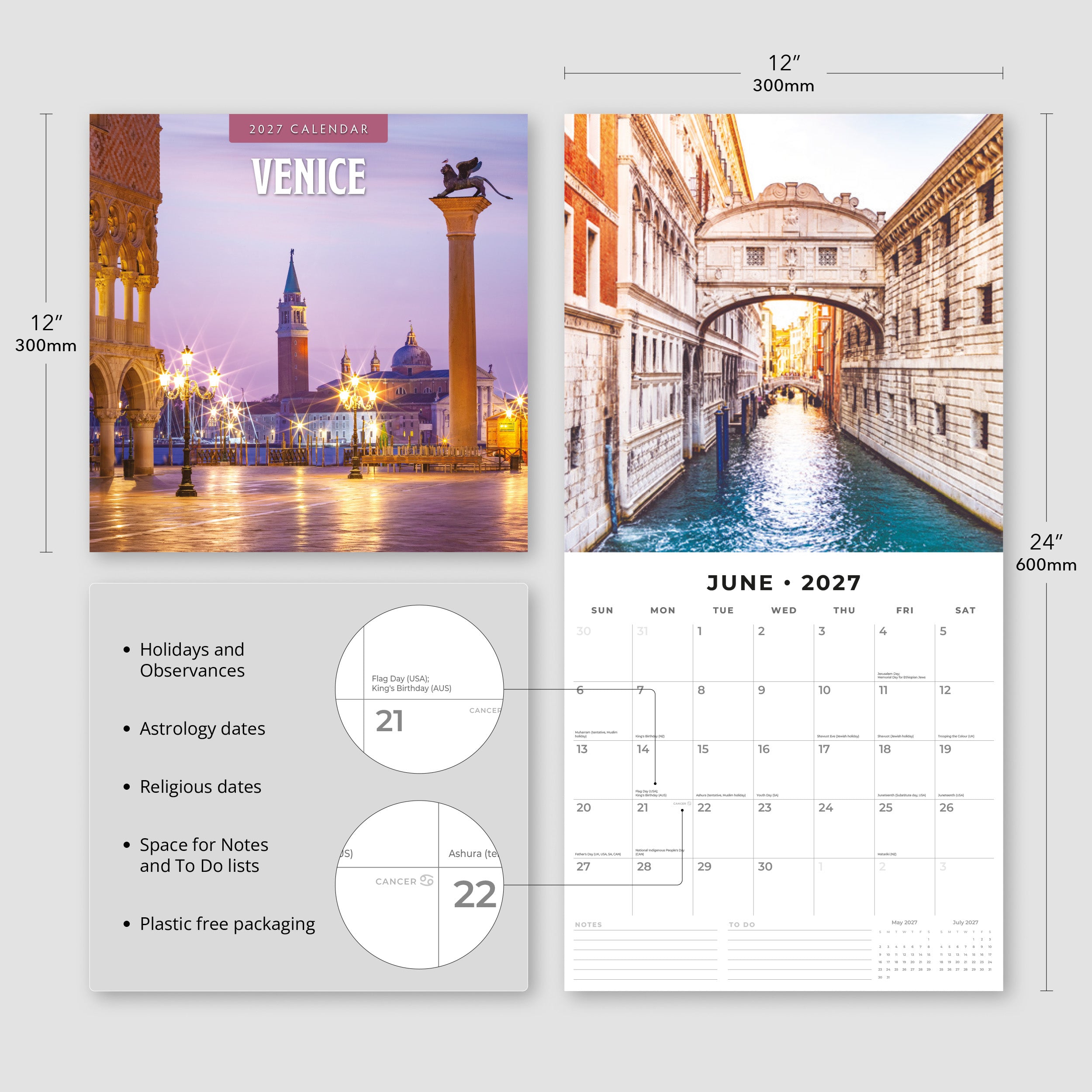2027 Venice - Square Wall Calendar