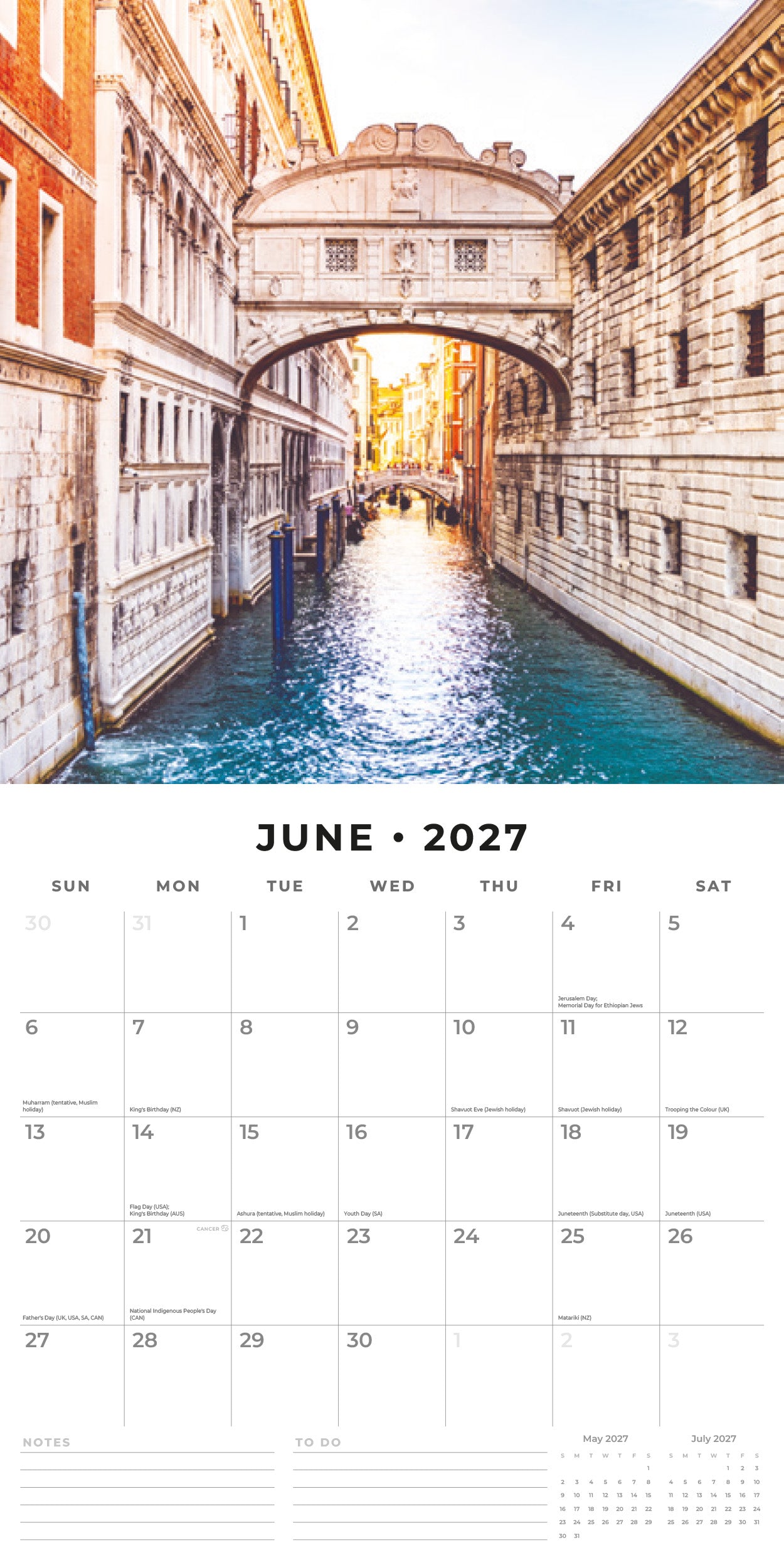 2027 Venice - Square Wall Calendar