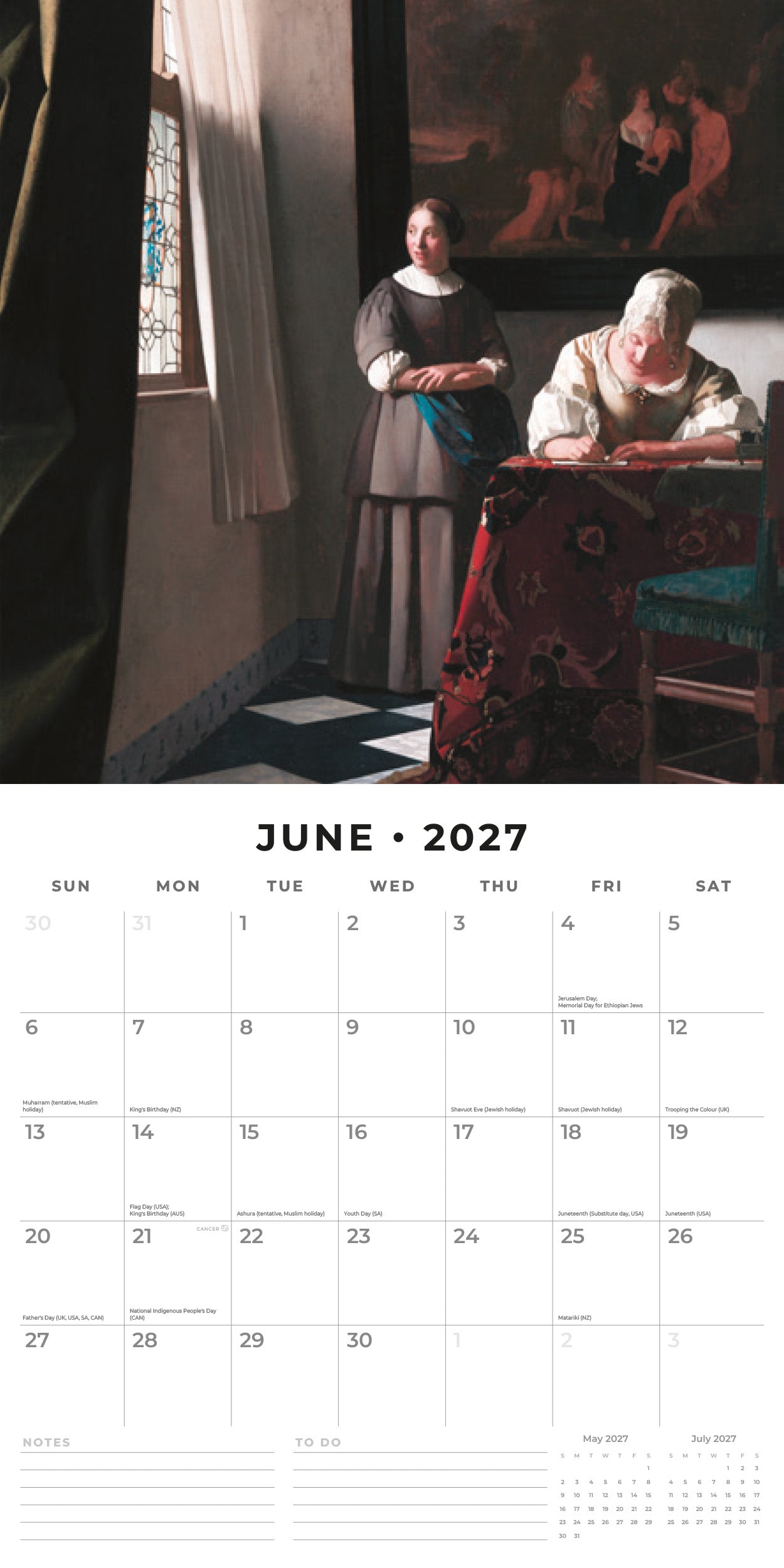 2027 Vermeer - Square Wall Calendar