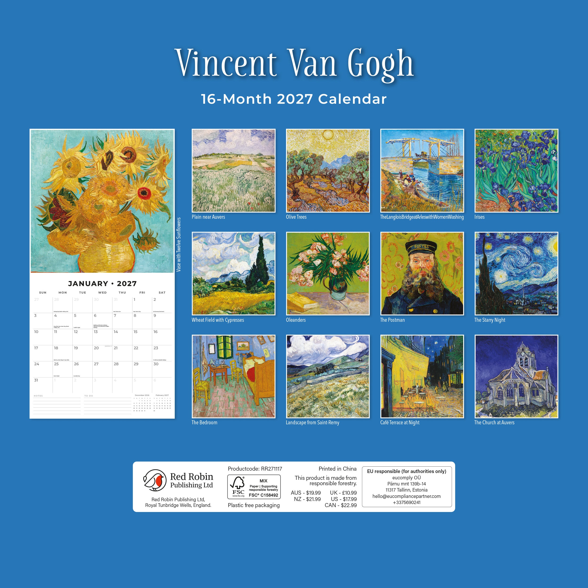 2027 Vincent Van Gogh - Square Wall Calendar