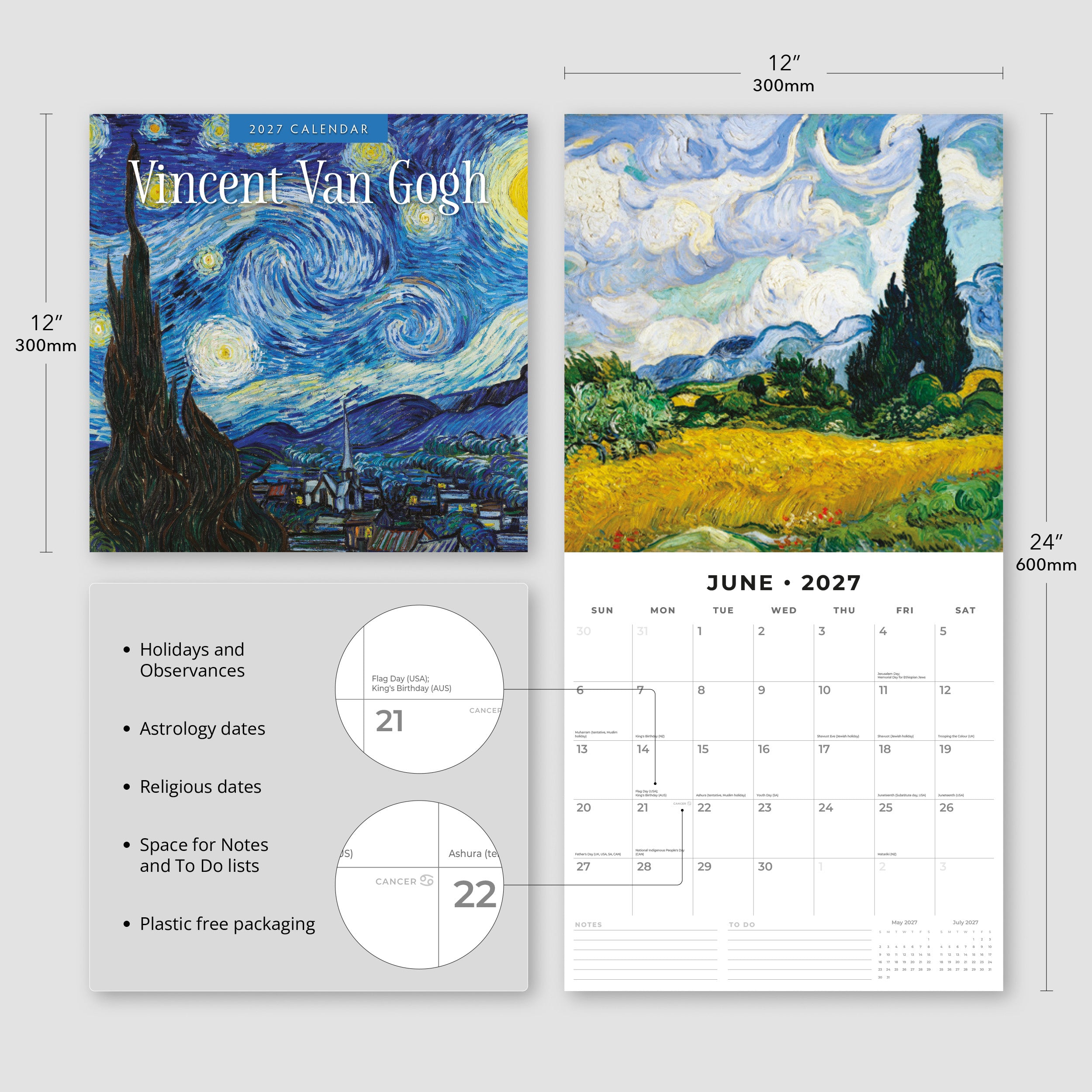 2027 Vincent Van Gogh - Square Wall Calendar