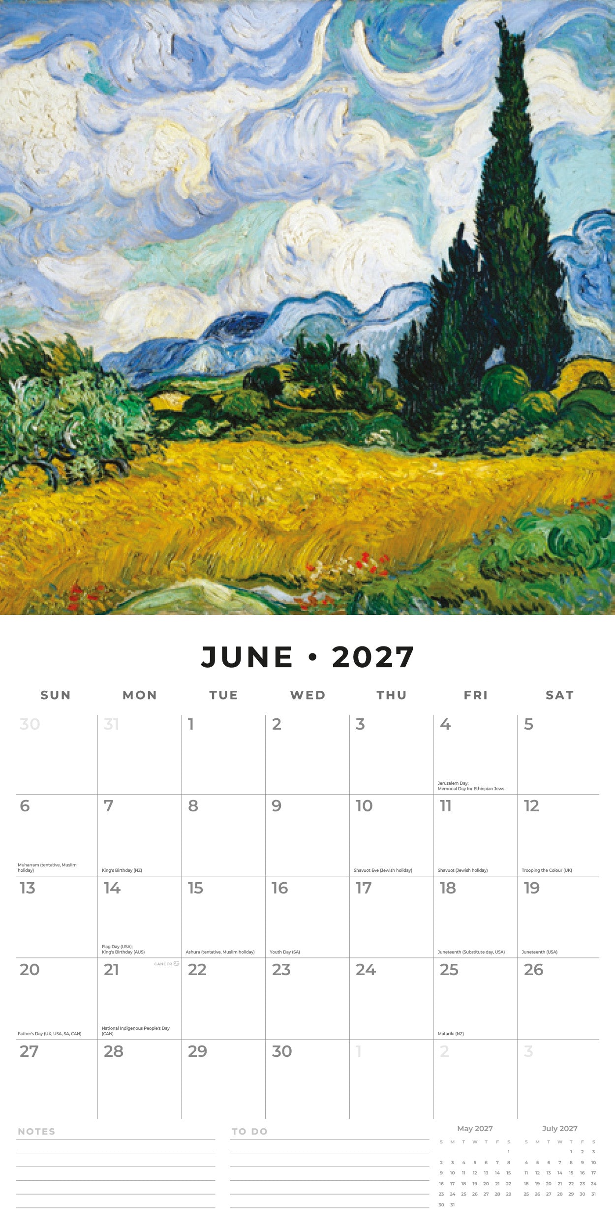 2027 Vincent Van Gogh - Square Wall Calendar