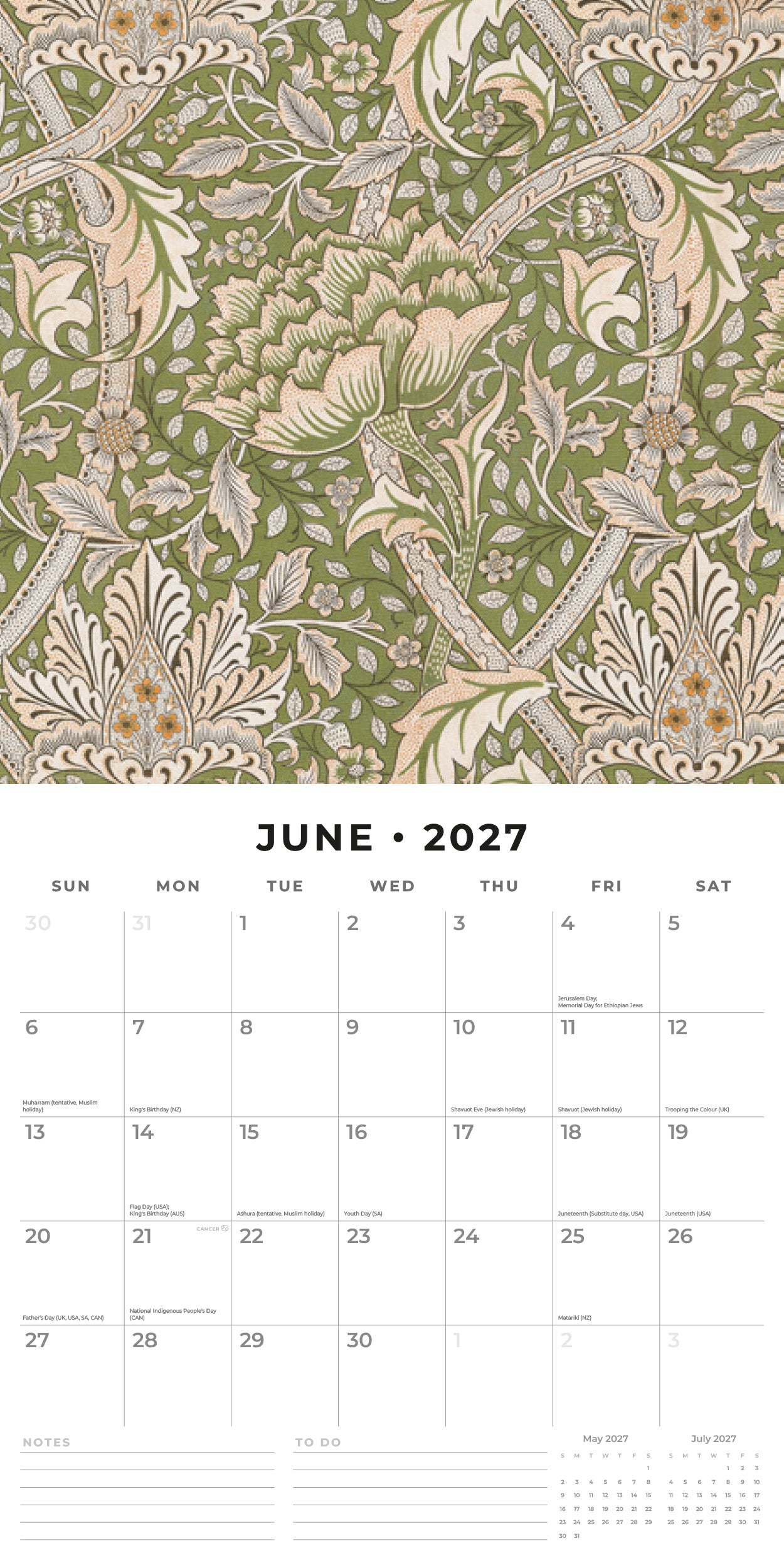 2027 William Morris - Square Wall Calendar