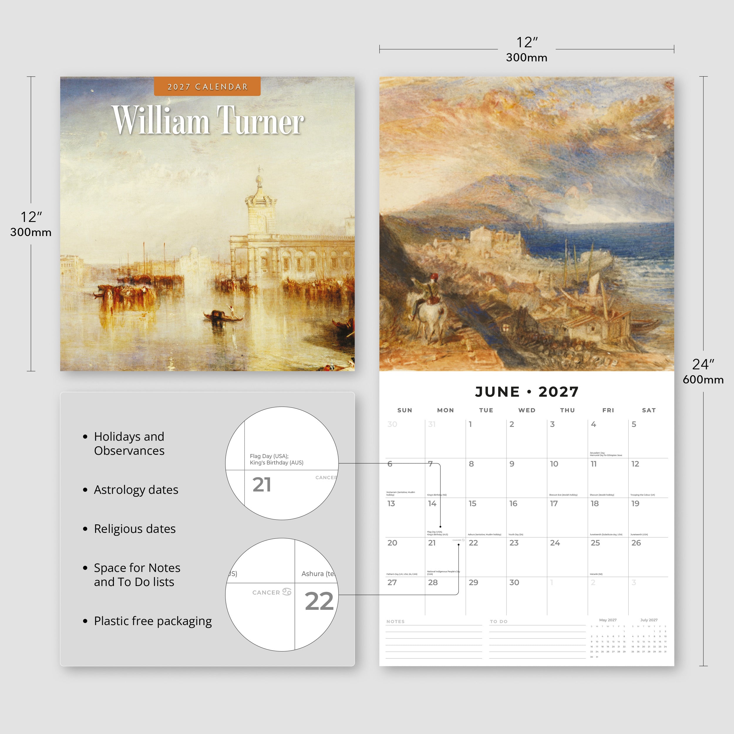 2027 William Turner - Square Wall Calendar